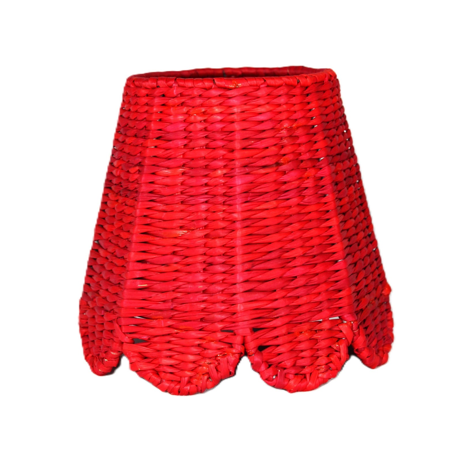 Red Scalloped Seagrass Lampshade for Poldina Pro Lamp - The Preppy Bunny