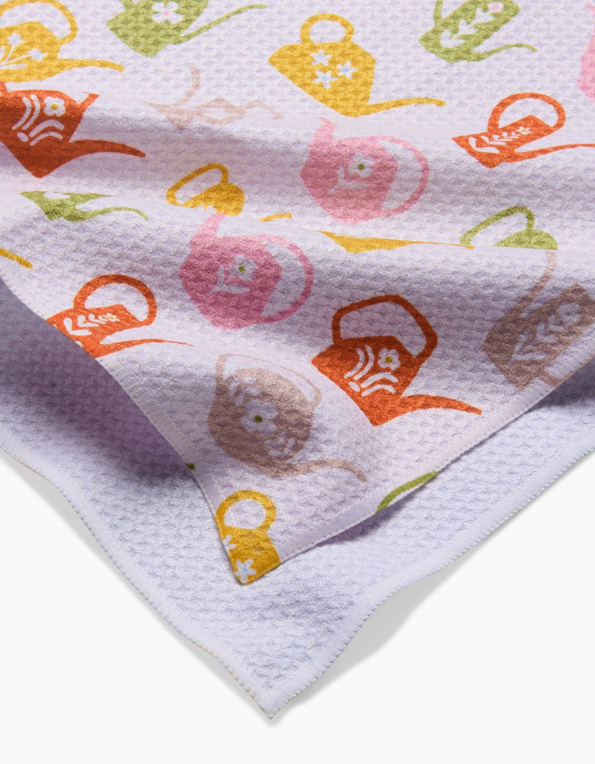 Retro Watering Cans Tea Towel by Geometry