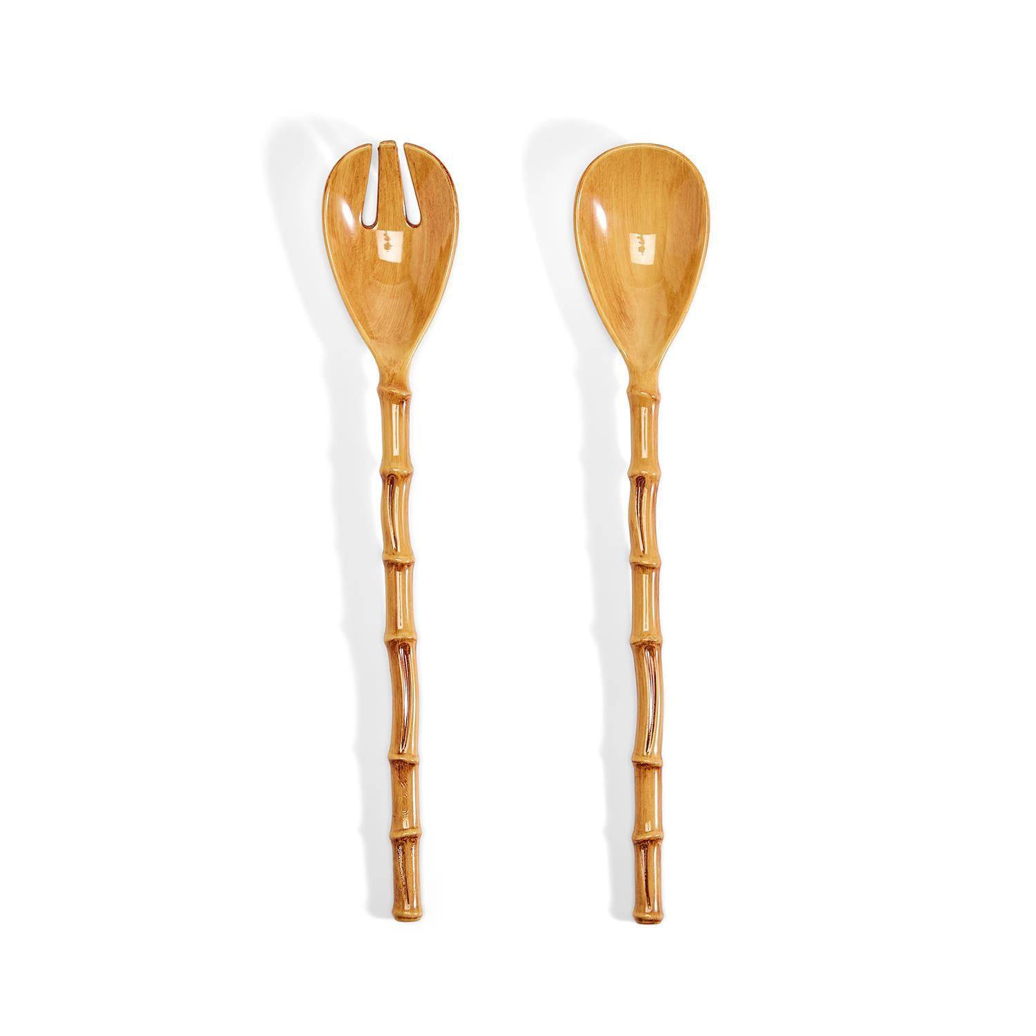 Set of 2 Bamboo Touch Accent Salad Servers (hand wash only) - 100% Melamine - The Preppy Bunny