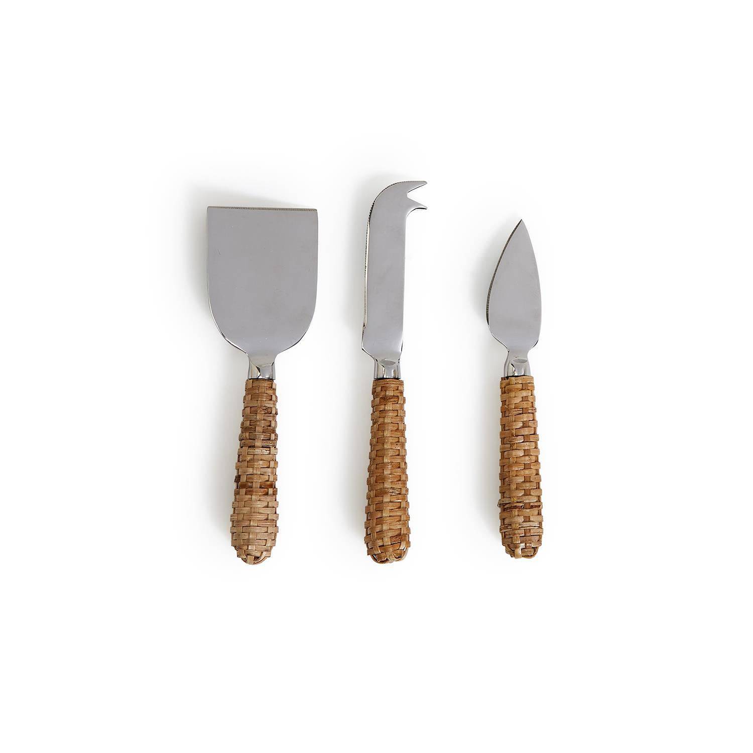 Wicker Weave Set of 3 Cheese Knives - The Preppy Bunny