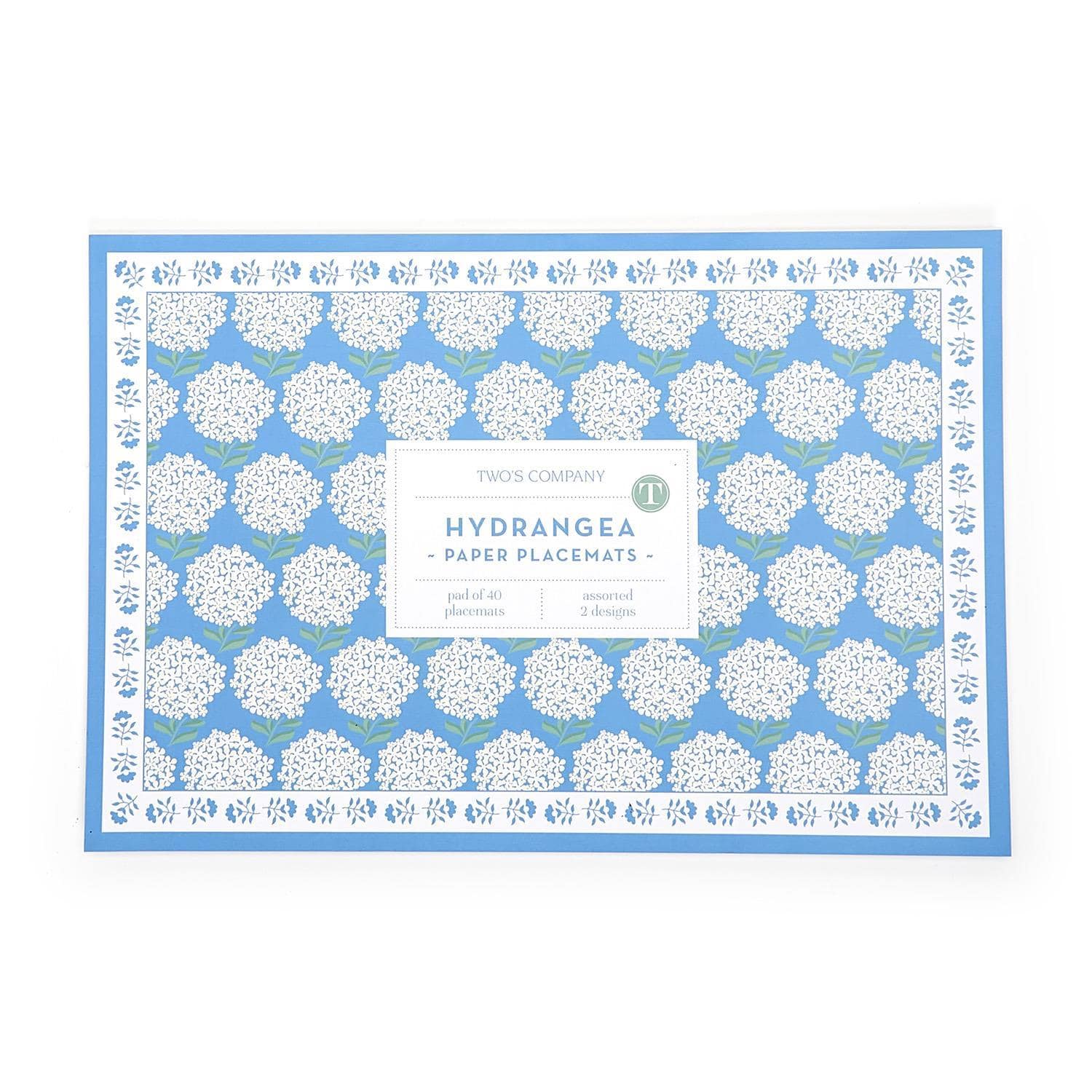 Hydrangea 40 Pc Paper Placemat Book in Assorted 2 Designs - The Preppy Bunny