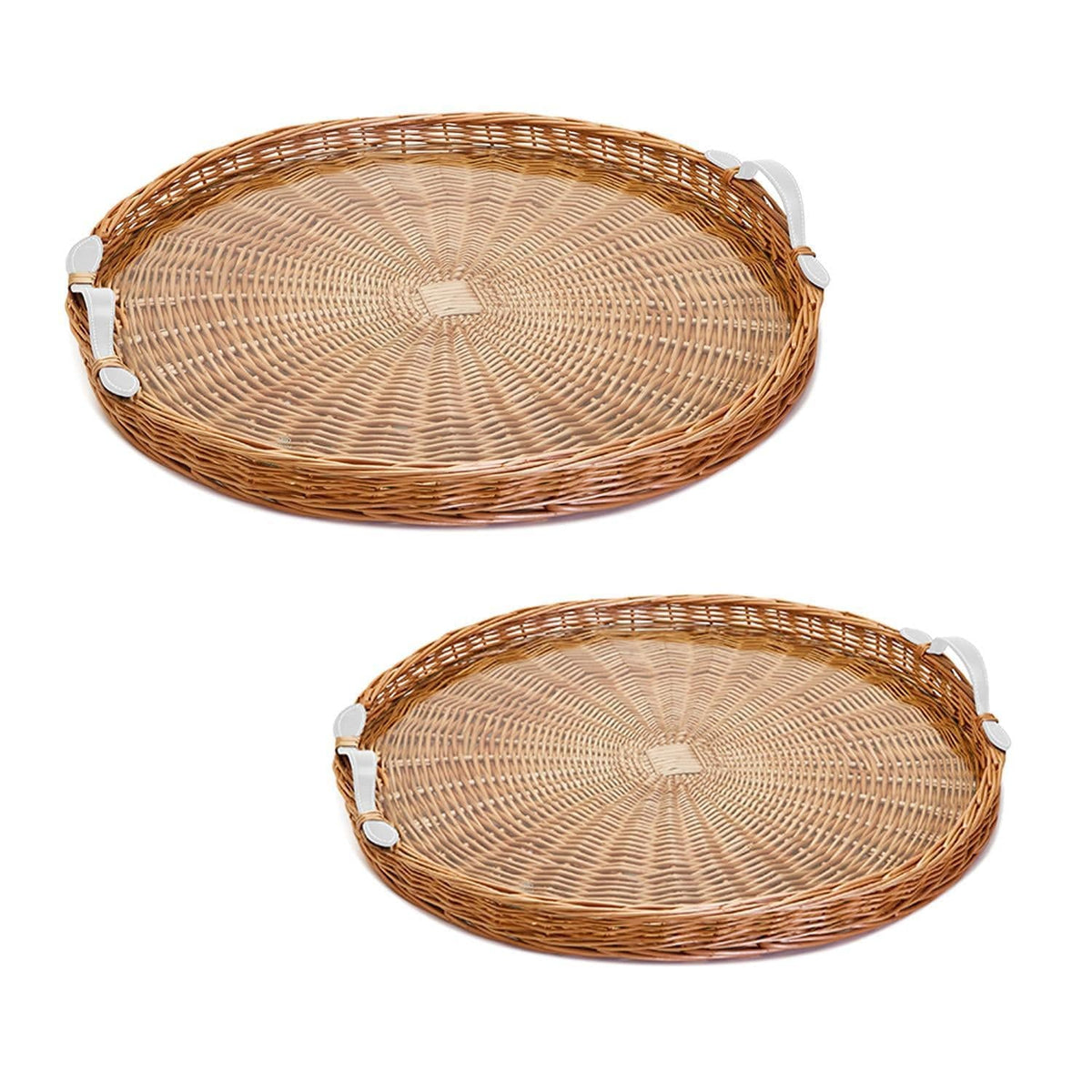 Wicker Round Tray w/ Cream Handles and Acrylic Insert (2 sizes Available) - The Preppy Bunny