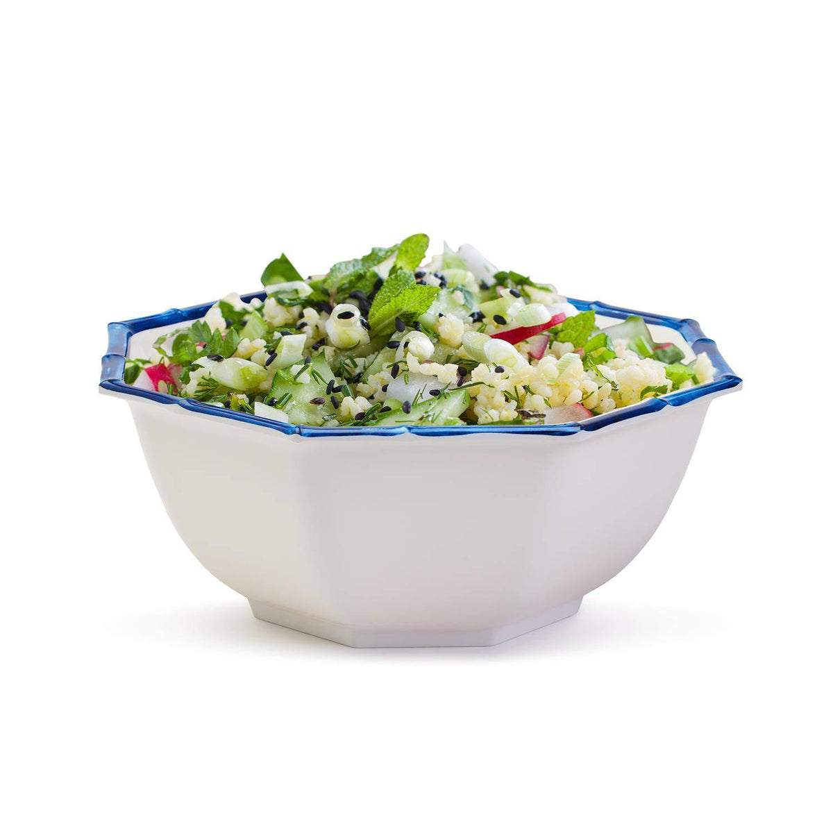 Blue Bamboo Octagonal Serving Bowl - The Preppy Bunny