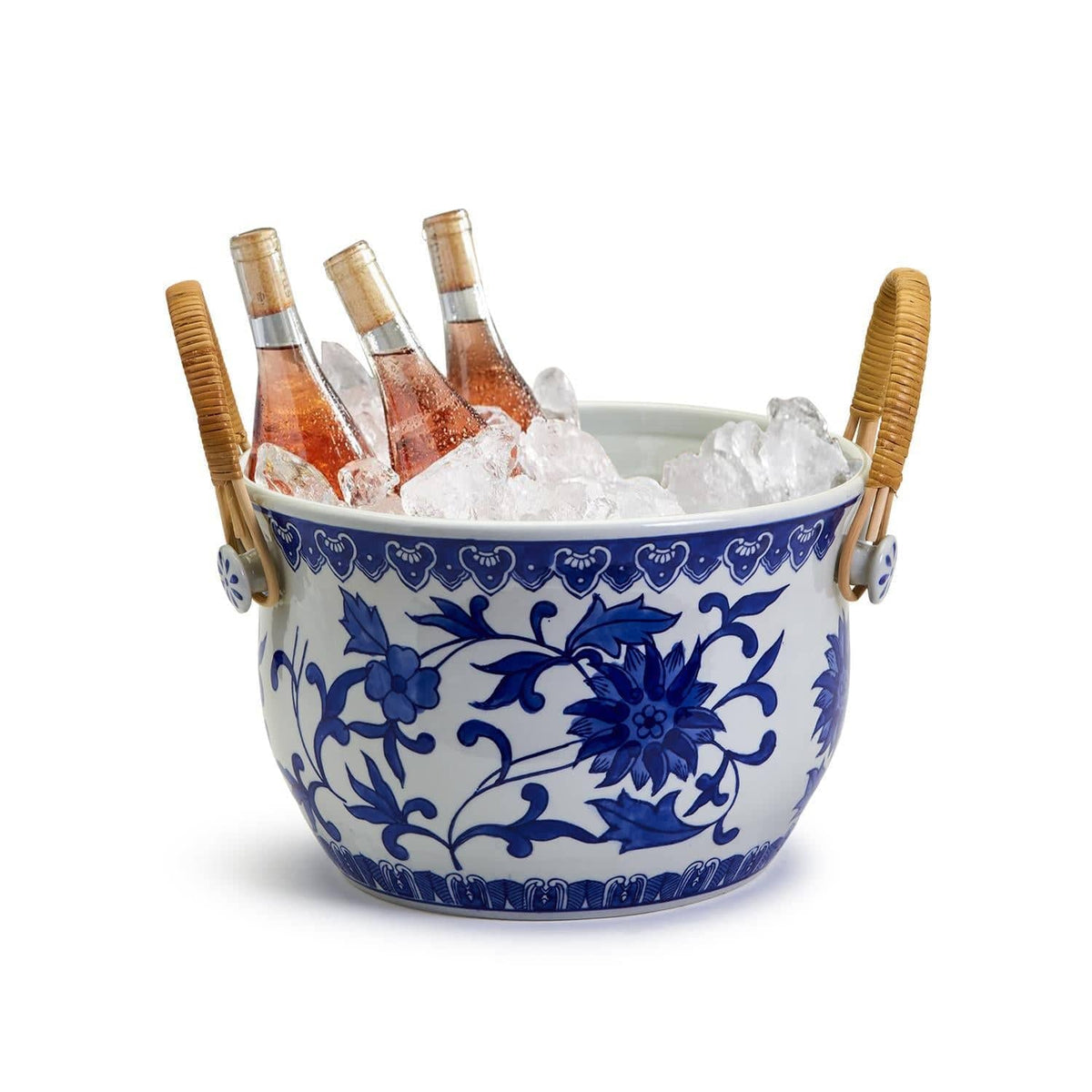 Chinoiserie Blue and White Party Bucket with Bamboo Handles - The Preppy Bunny