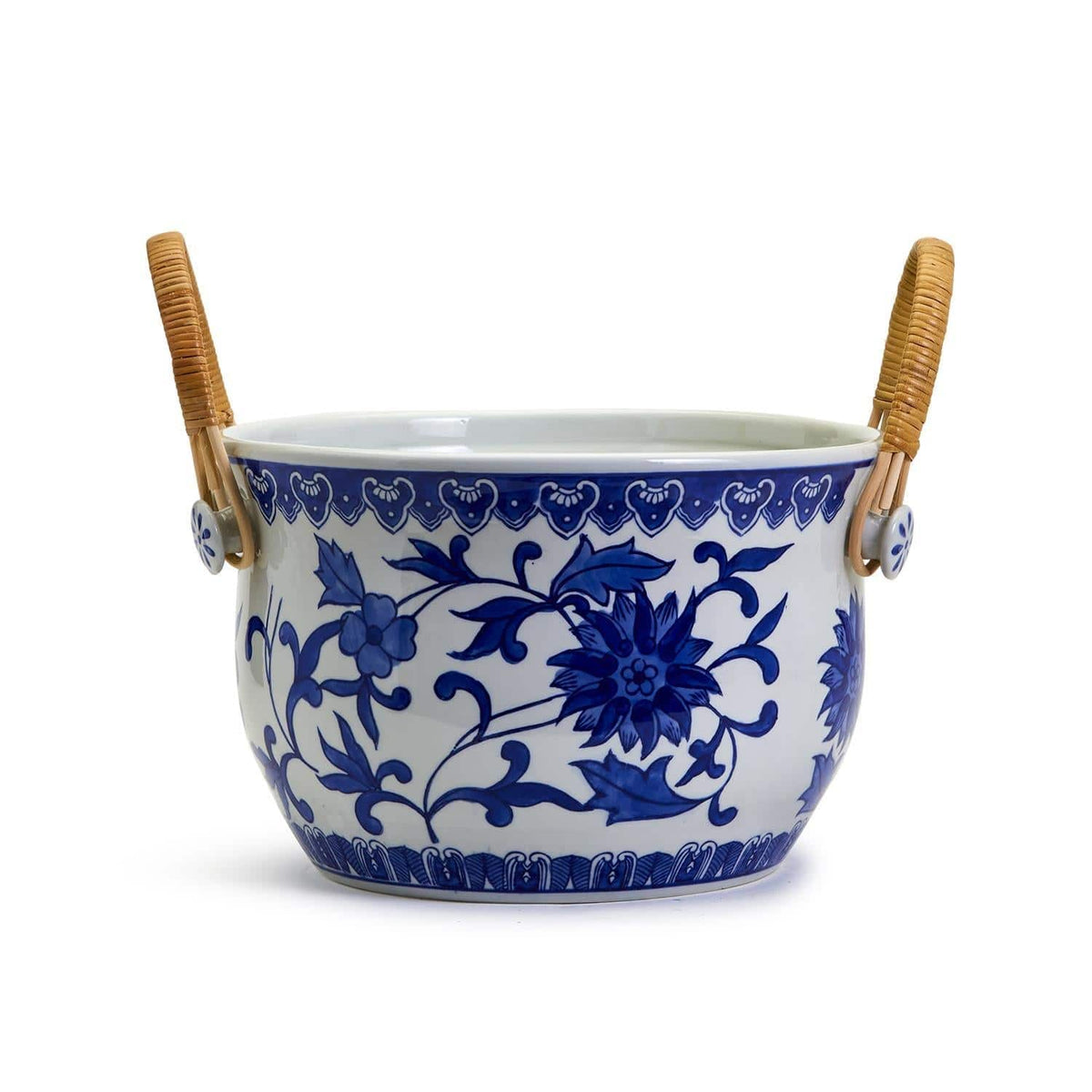 Chinoiserie Blue and White Party Bucket with Bamboo Handles - The Preppy Bunny