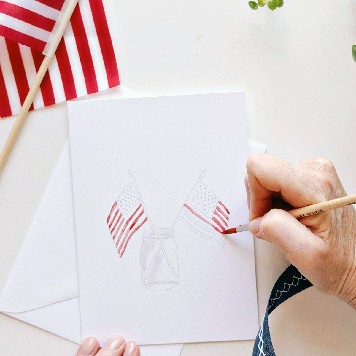 Americana paintable watercolor notecard set - The Preppy Bunny