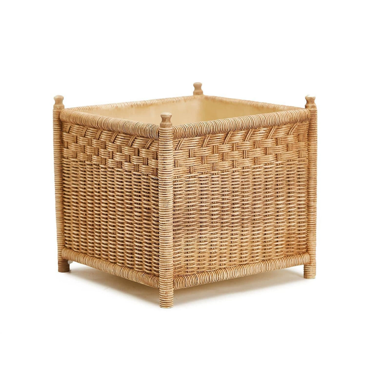 Basket Weave Pattern Square Cachepot - Resin - The Preppy Bunny