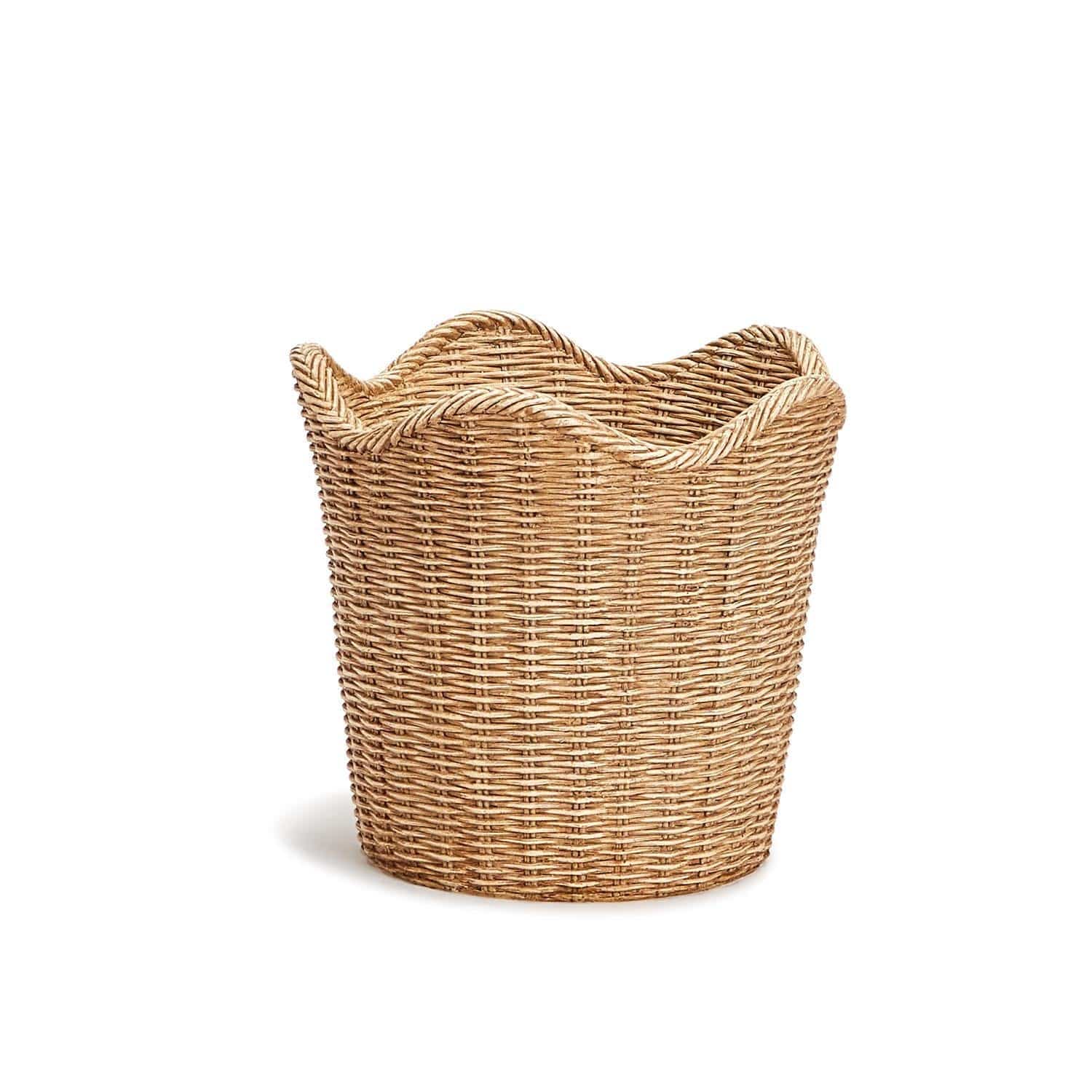 Scalloped Edge Basket Weave Pattern Cachepot - Resin - The Preppy Bunny