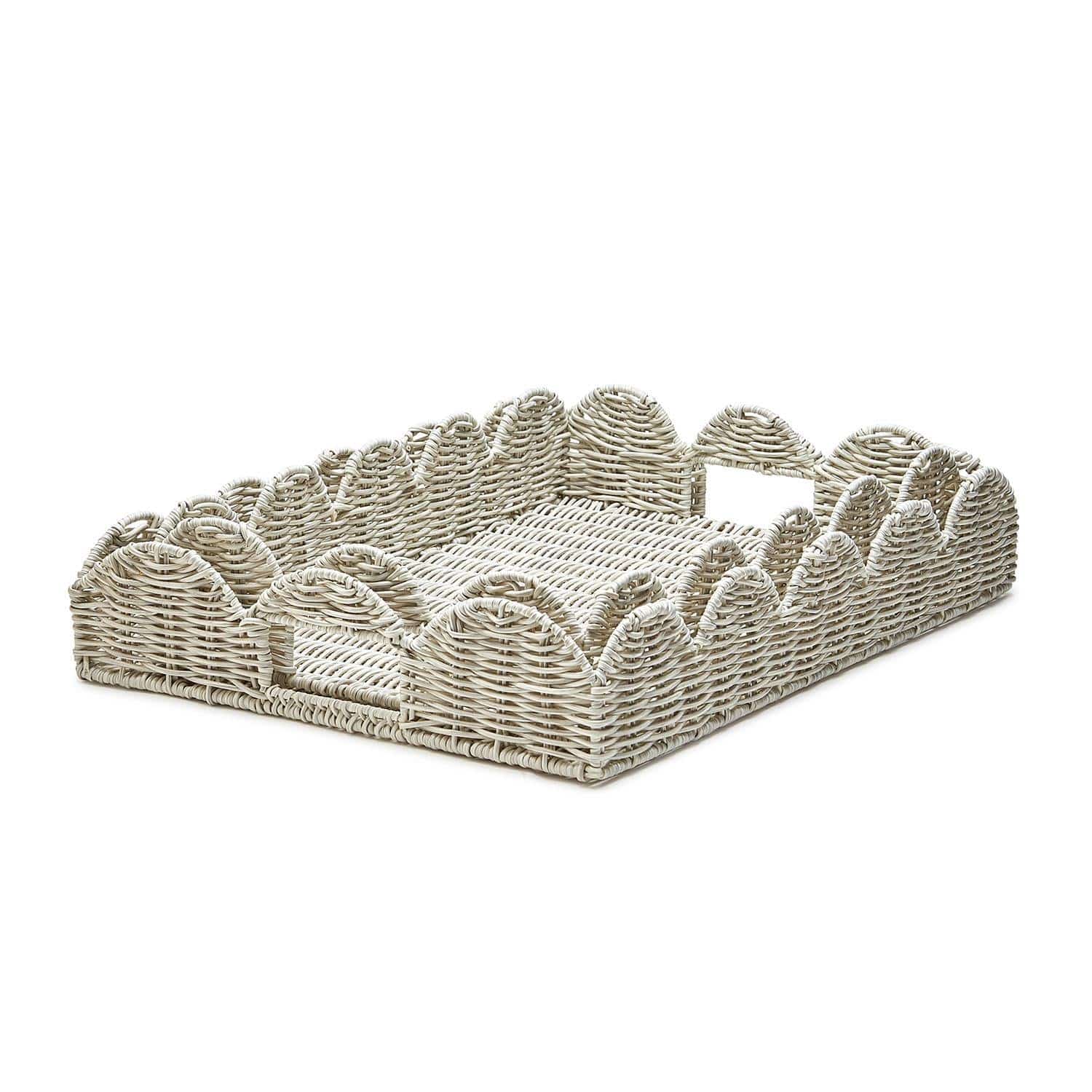 Scalloped Edge Wicker Rectangle Serving Tray - The Preppy Bunny
