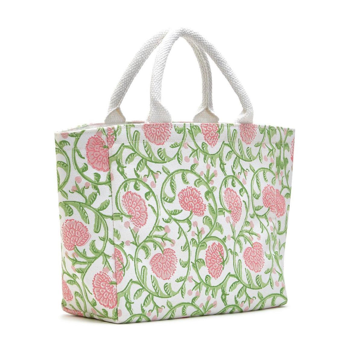 Floral Block Print Thermal Lunch Tote Bag in Assorted 3 Patterns - Cotton Canvas - The Preppy Bunny