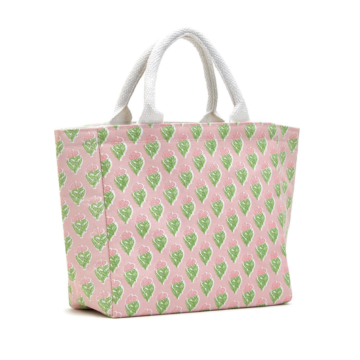 Floral Block Print Thermal Lunch Tote Bag in Assorted 3 Patterns - Cotton Canvas - The Preppy Bunny