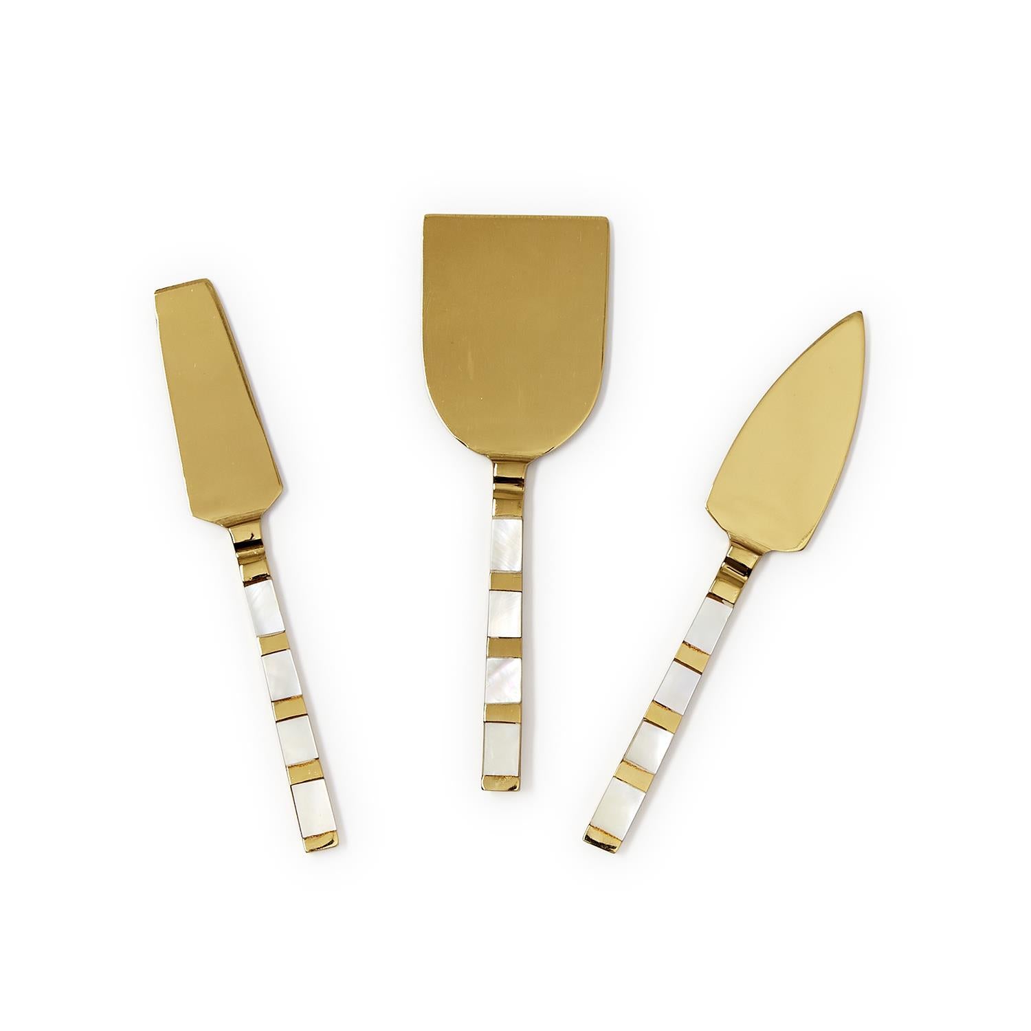 Set of 3 Mother of Pearl Cheese Knives - The Preppy Bunny