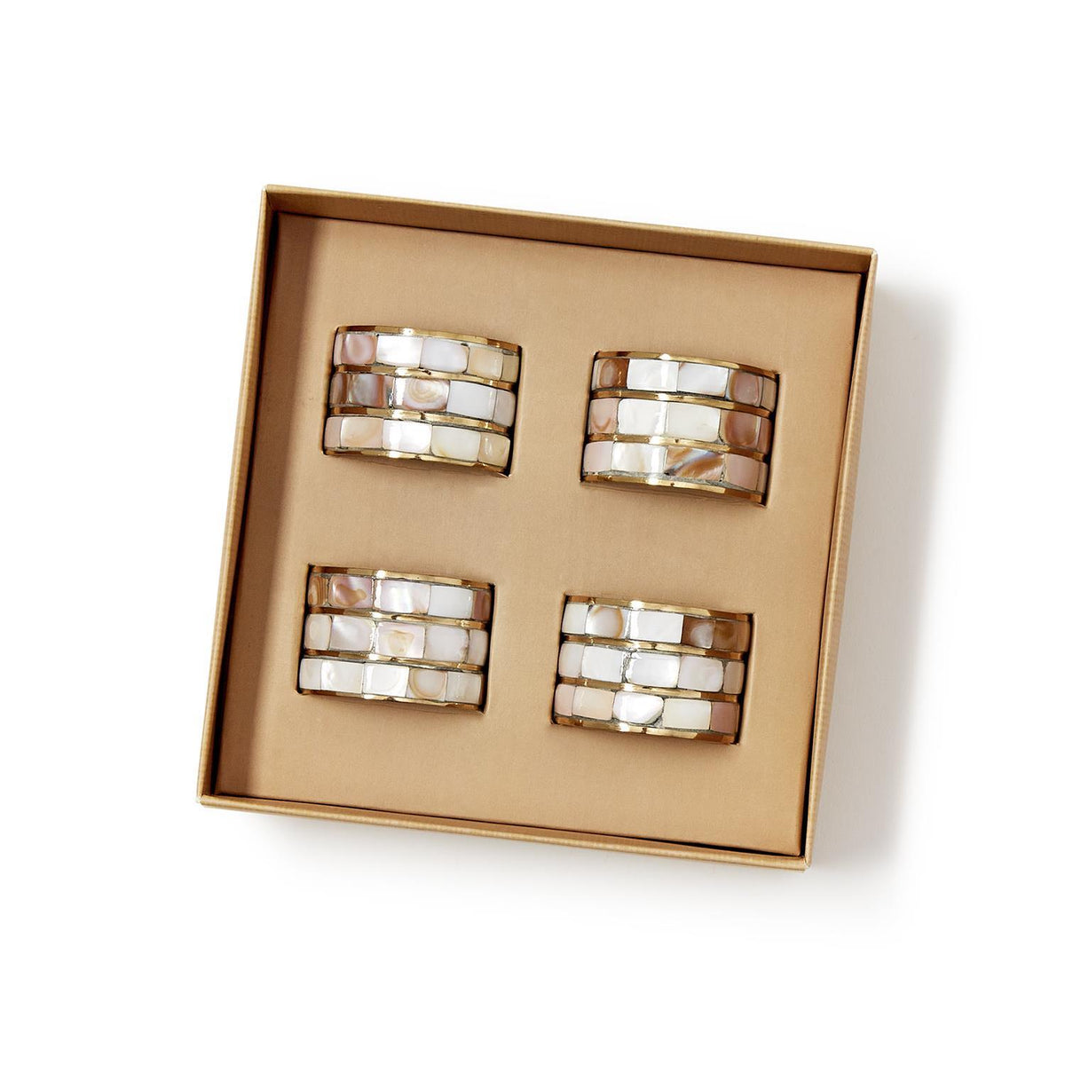 Set of 4 Mother of Pearl Napkin Ring Holder