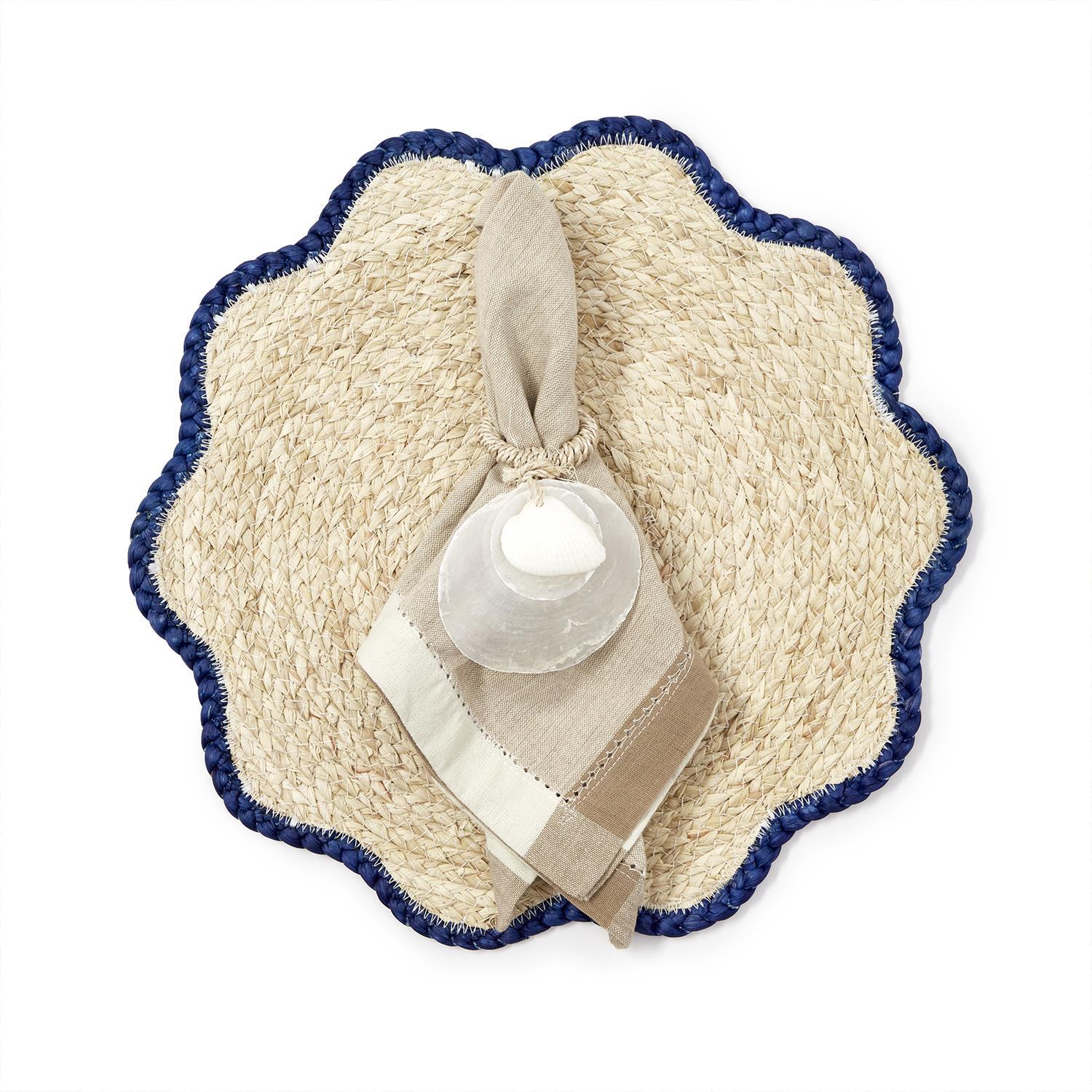 Set of 4 Handwoven Scalloped Edge Placemats - The Preppy Bunny