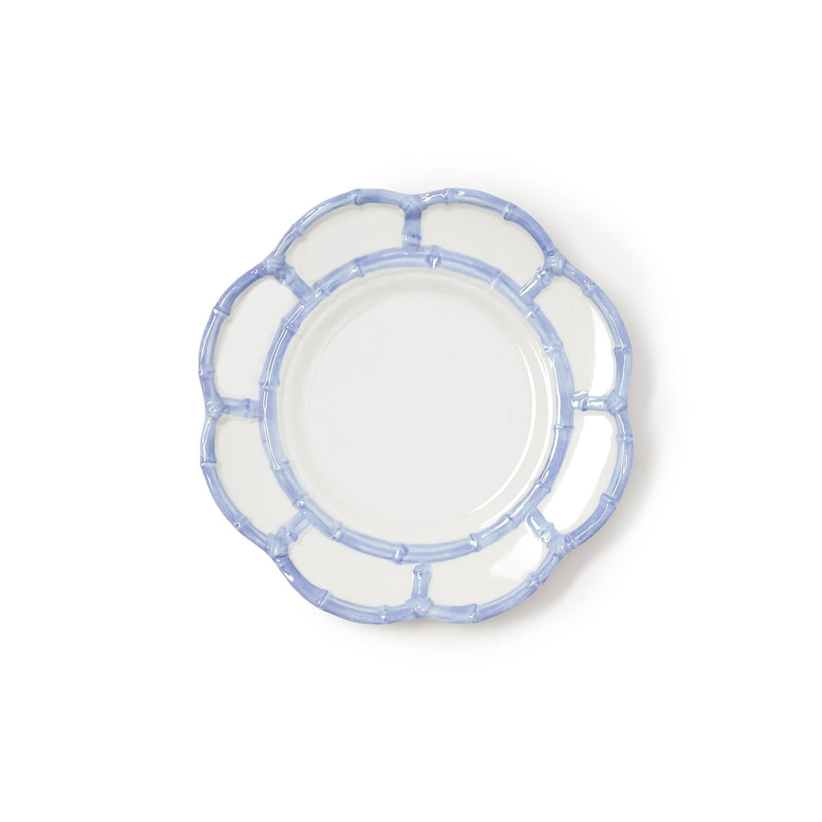 French Blue Bamboo Rim Melamine Salad / Dessert Plates - Set of 4