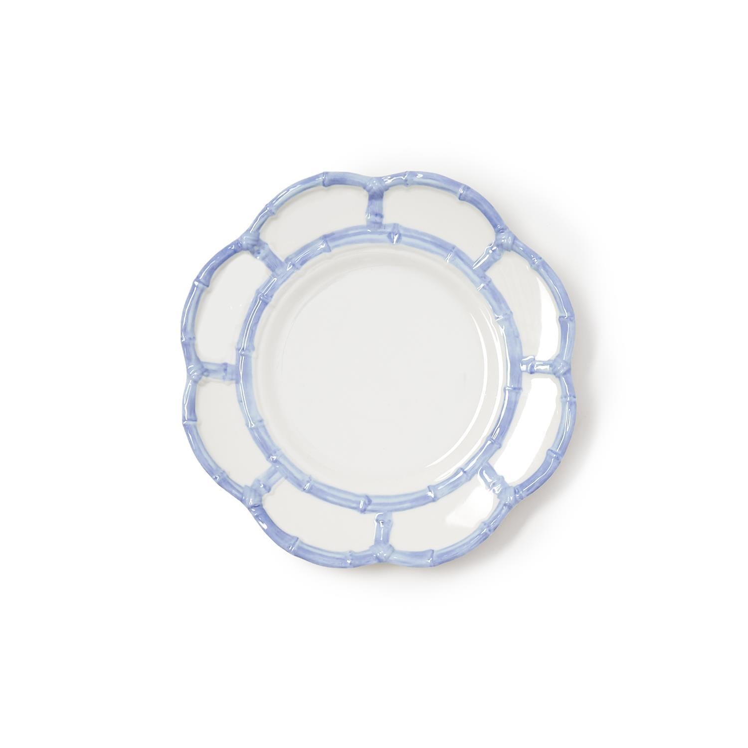 French Blue Bamboo Rim Melamine Salad / Dessert Plates - Set of 4 - The Preppy Bunny