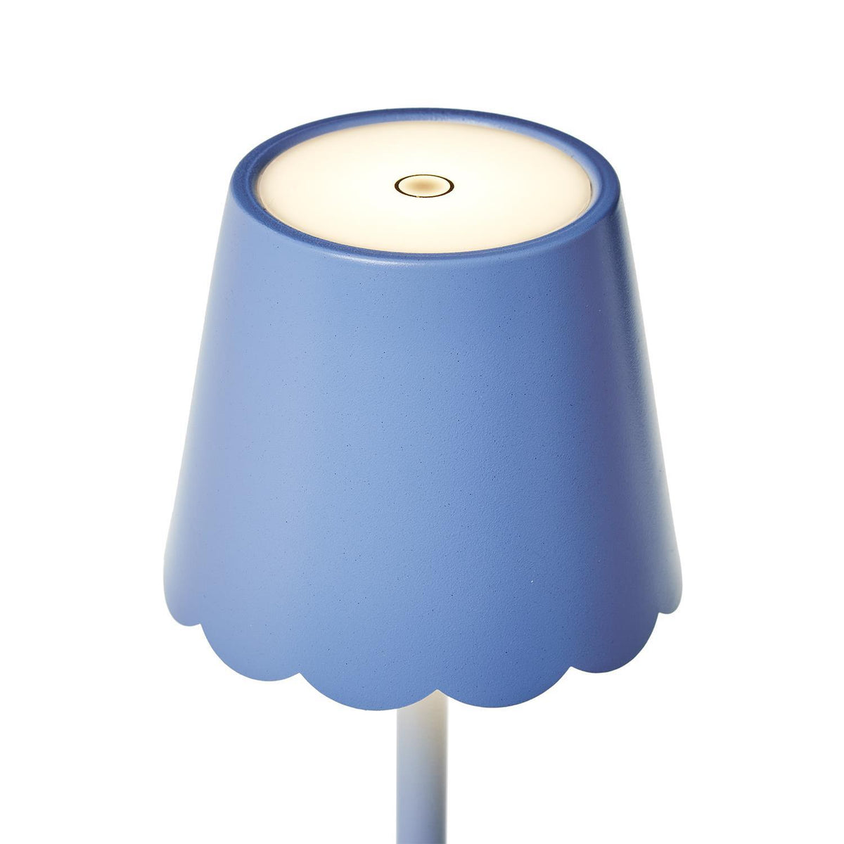 Blue LED Cordless Table Lamp with Scalloped Edge Shade