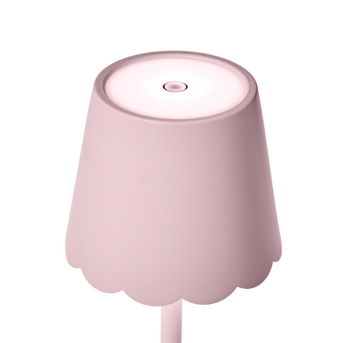 Pink LED Cordless Table Lamp with Scalloped Edge Shade