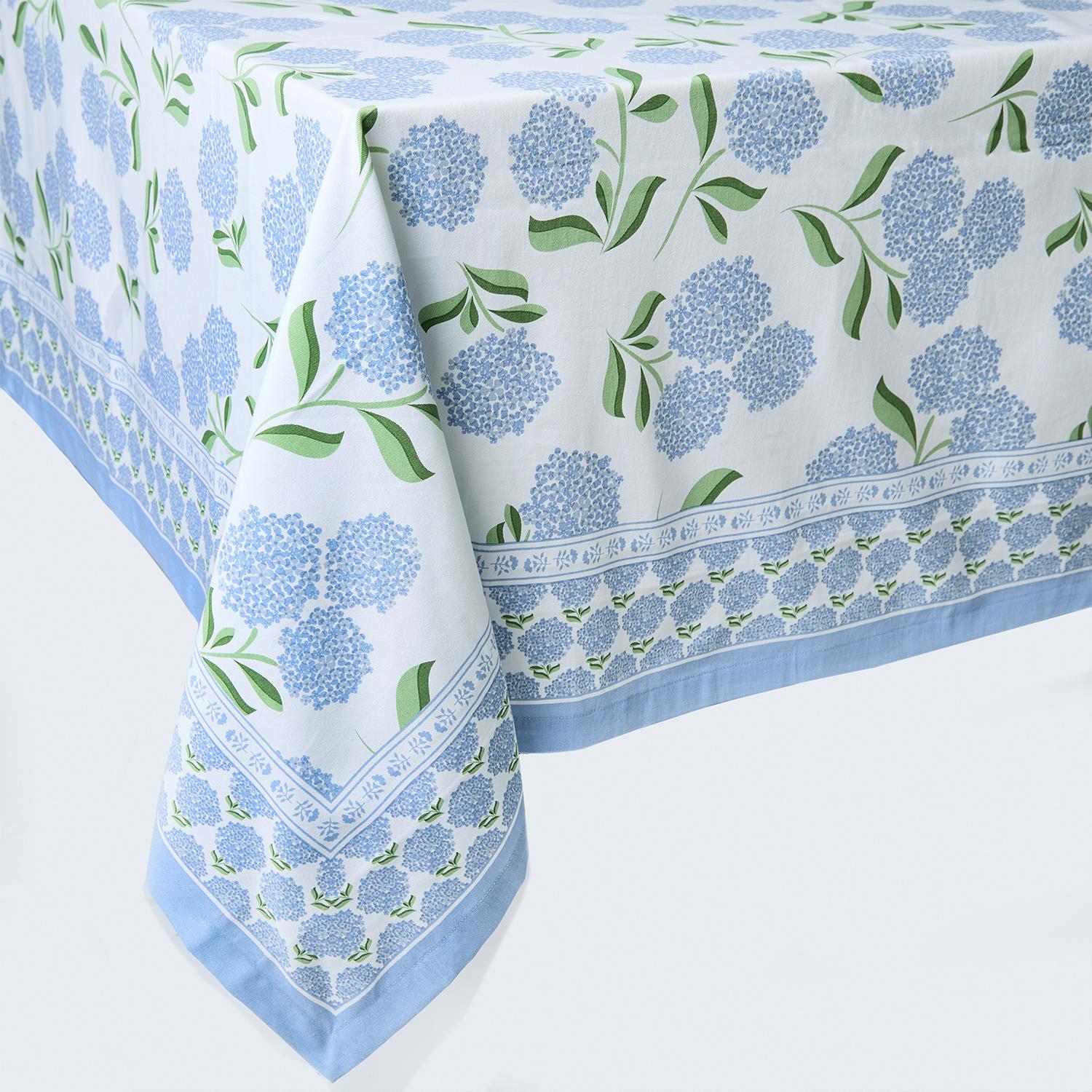 Hydrangea Block Print Design Tablecloth - 2 sizes available - The Preppy Bunny