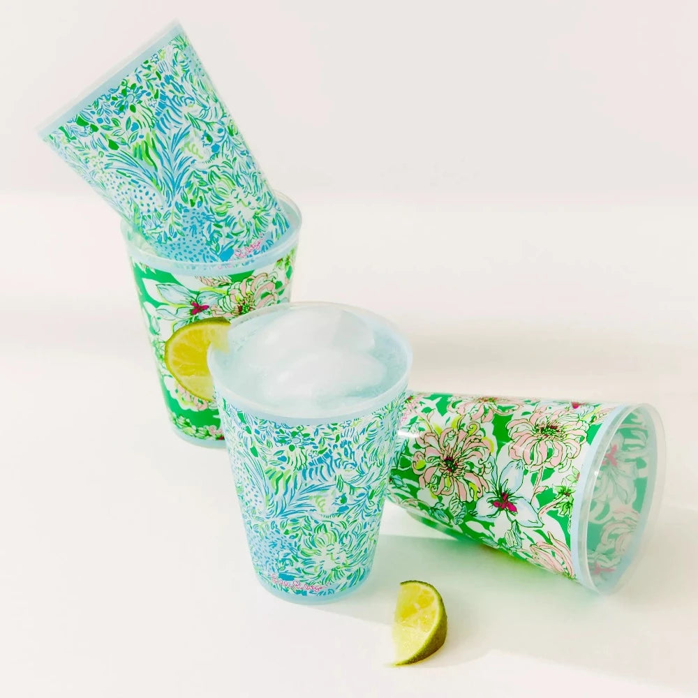 Pool Cups in Lins/Blossom Views by Lilly Pulitzer - The Preppy Bunny