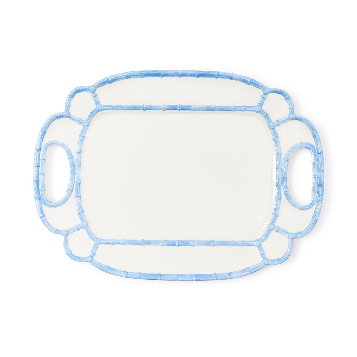 French Blue Bamboo Rim Melamine Platter