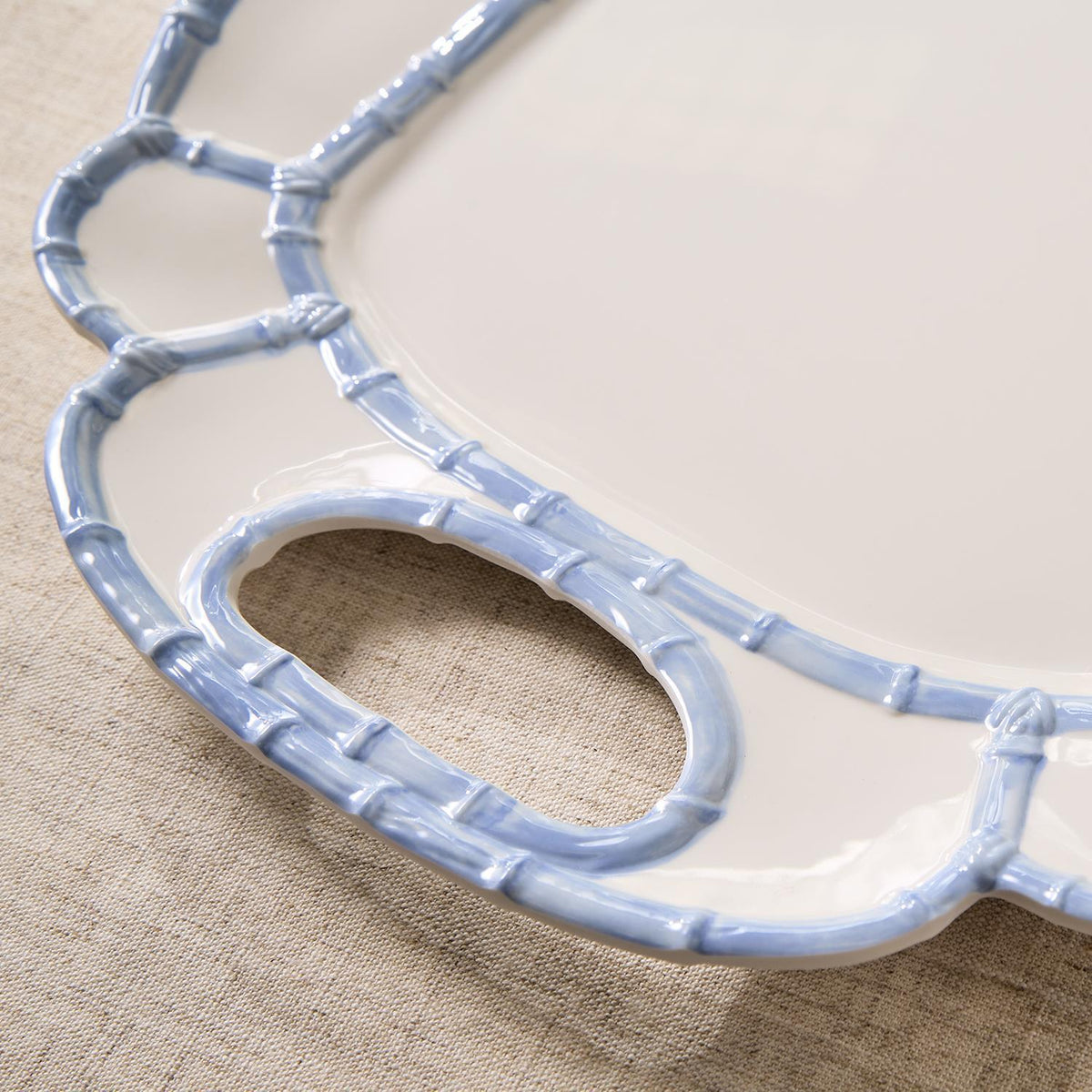 French Blue Bamboo Rim Melamine Platter