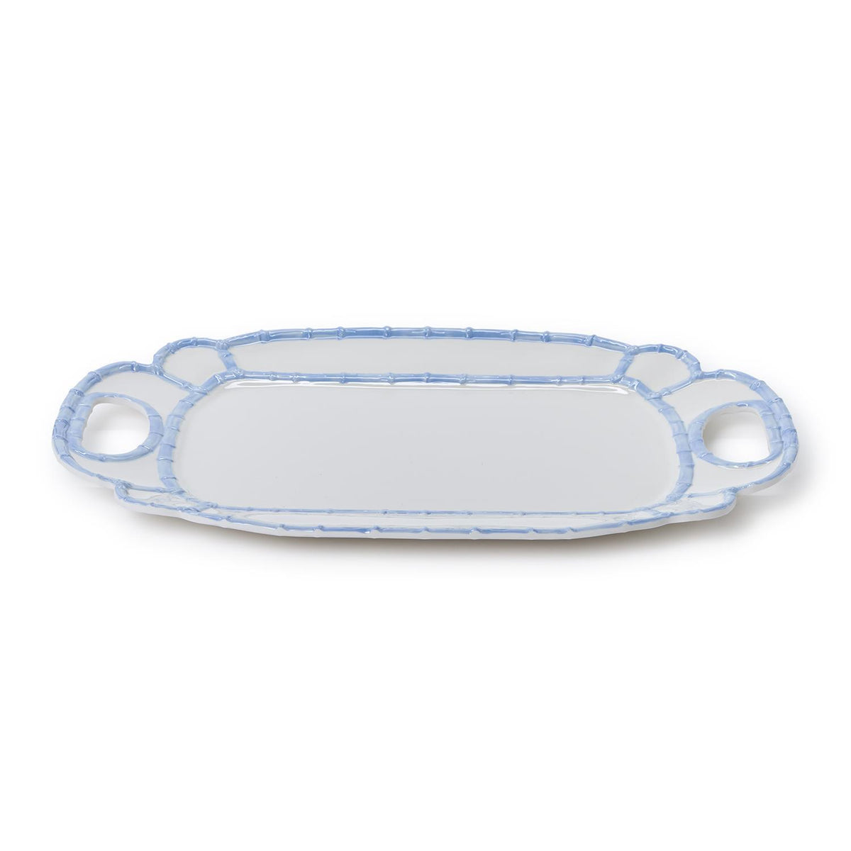 French Blue Bamboo Rim Melamine Platter