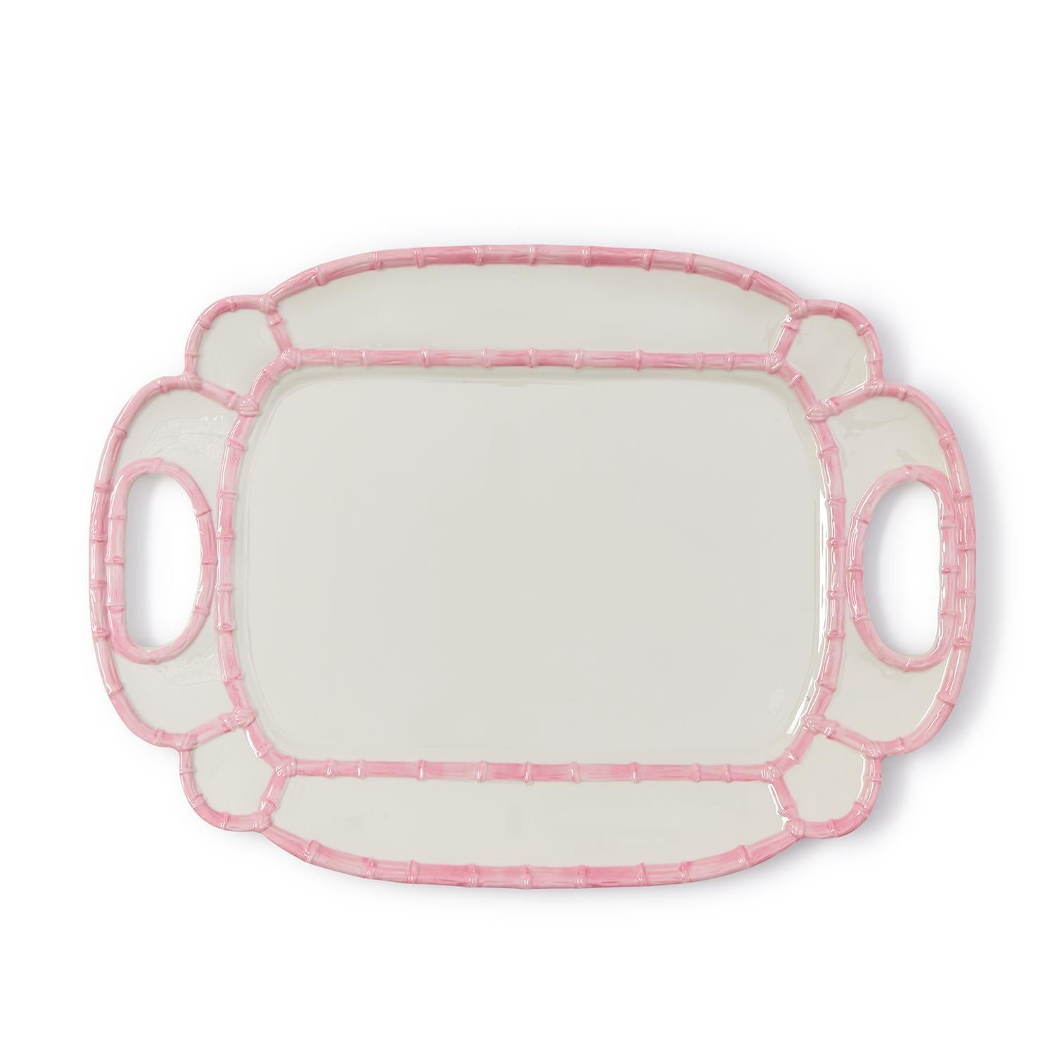 Pink Bamboo Rim Melamine Platter - The Preppy Bunny