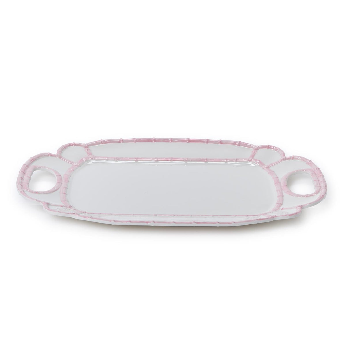 Pink Bamboo Rim Melamine Platter