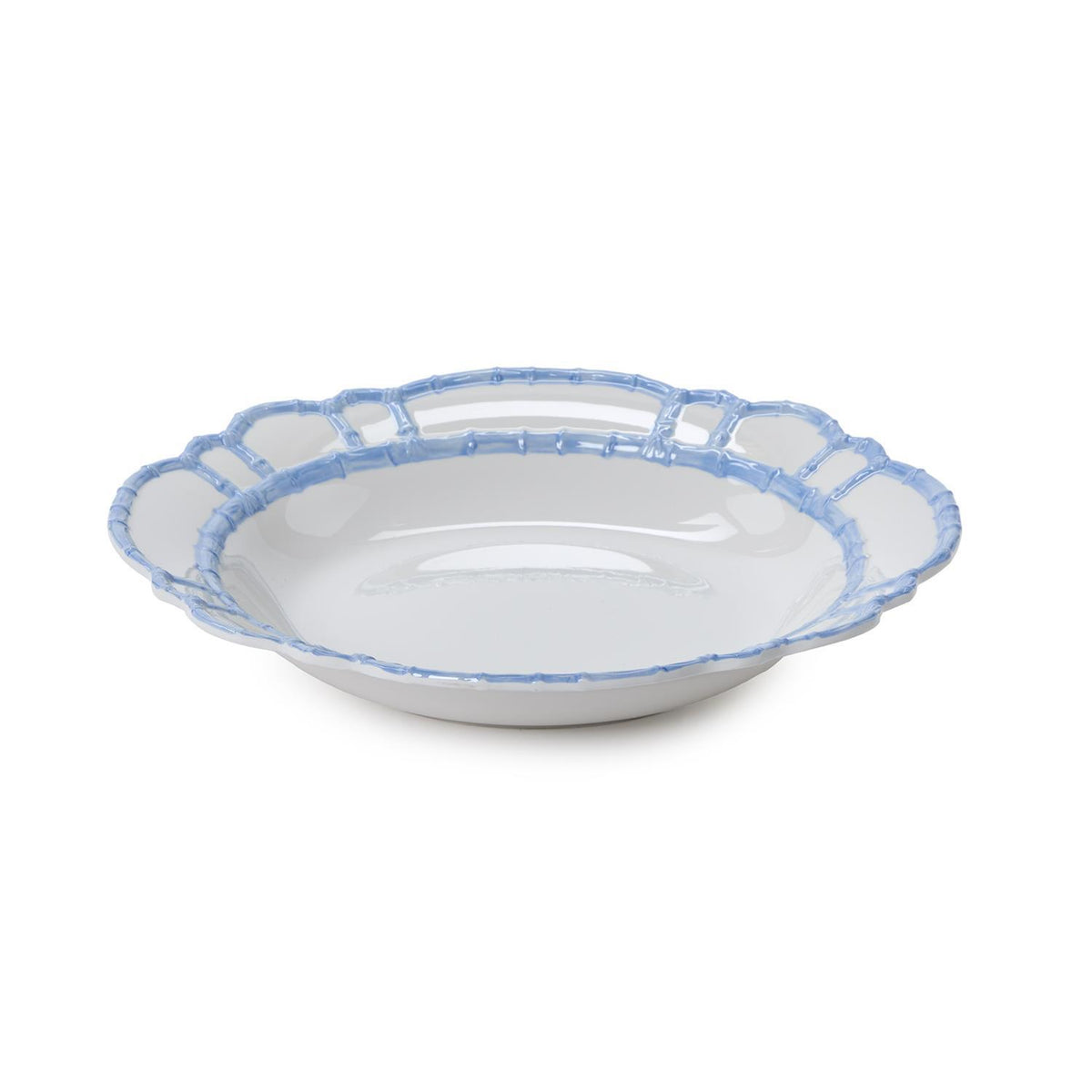 French Blue Bamboo Rim Melamine Serving Bowl