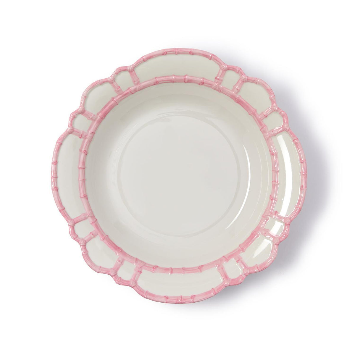 Pink Bamboo Rim Melamine Serving Bowl