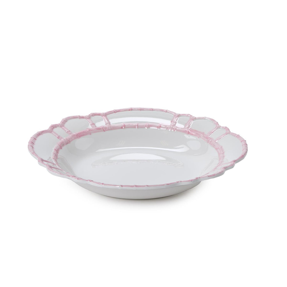 Pink Bamboo Rim Melamine Serving Bowl