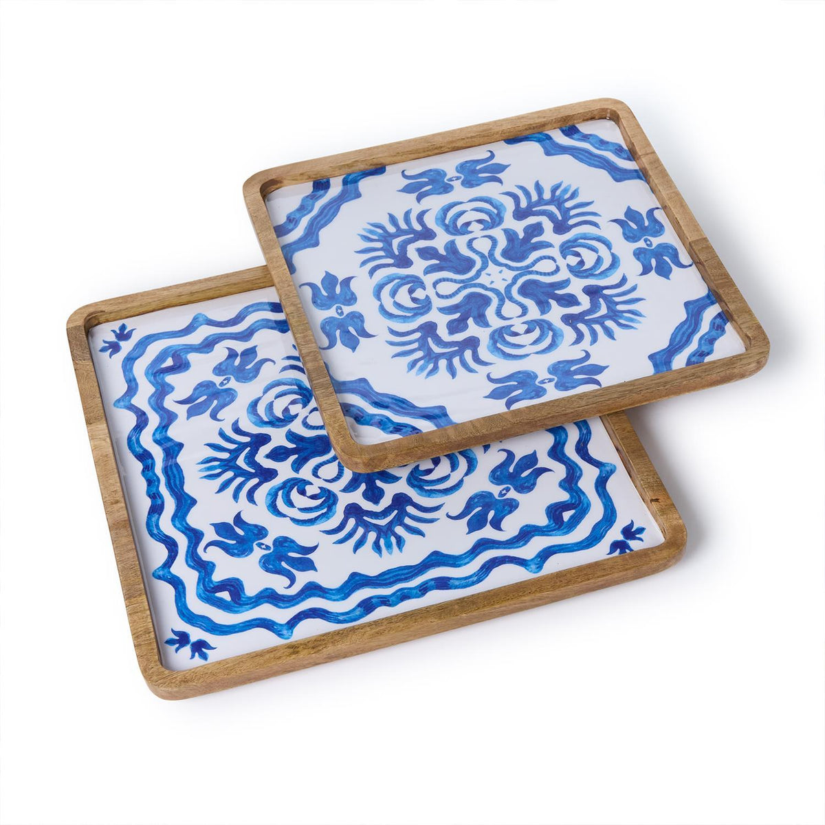 Blue Tile Block Print Hand-Crafted Serving Tray / Platter