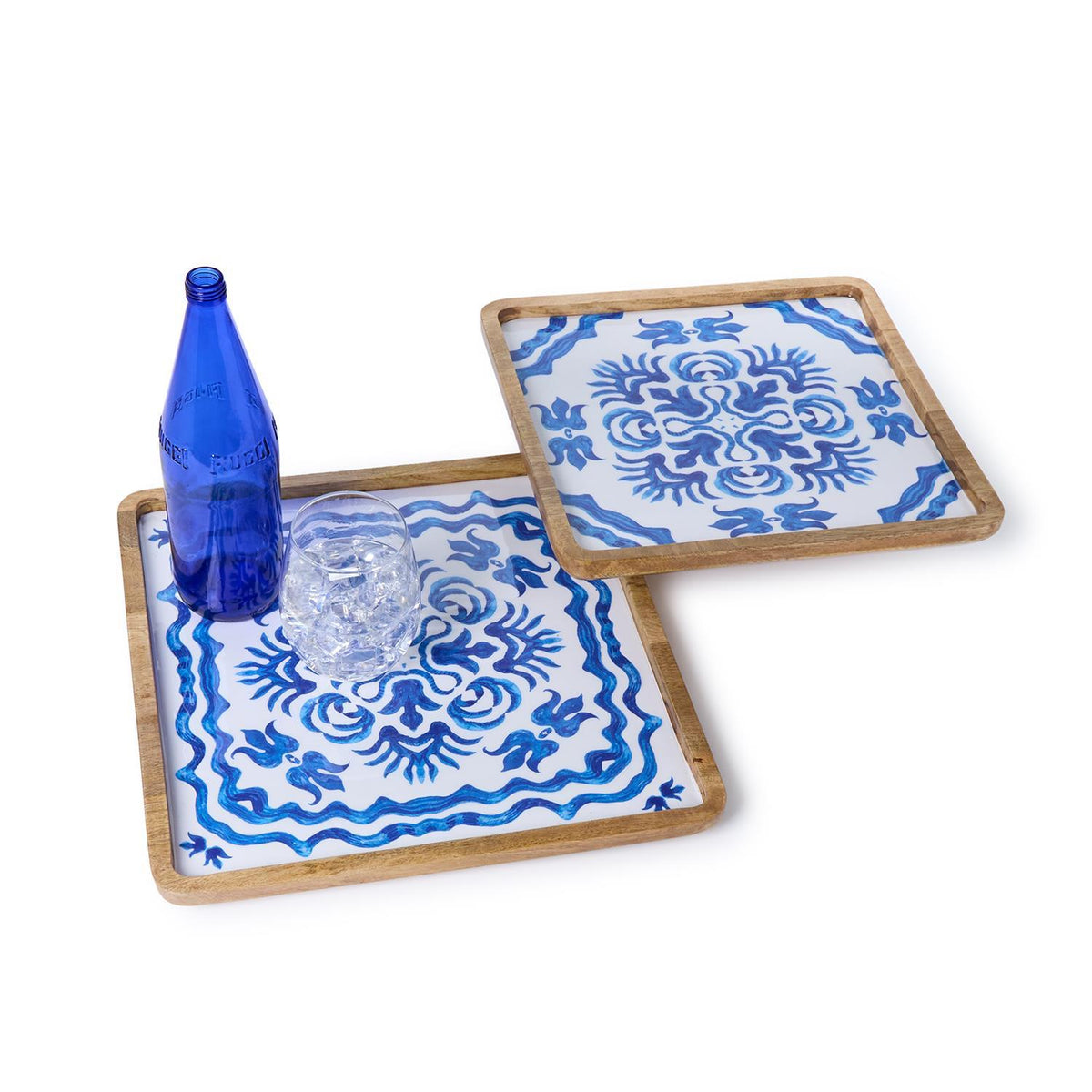 Blue Tile Block Print Hand-Crafted Serving Tray / Platter