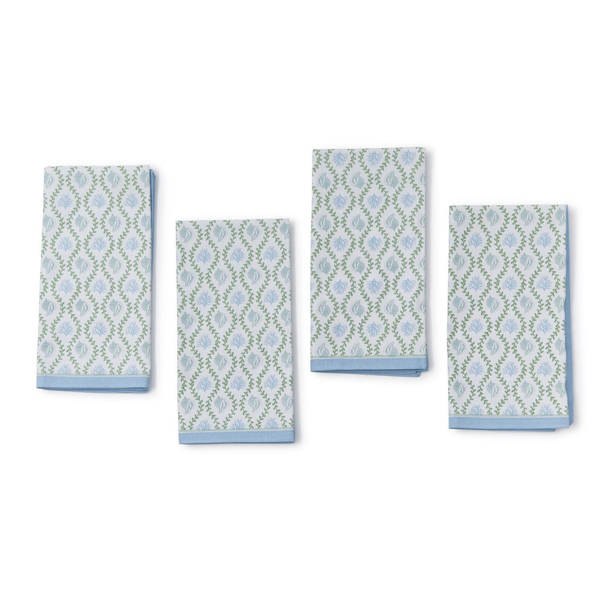 Coastal Block Print Cloth Napkins - Set of 4