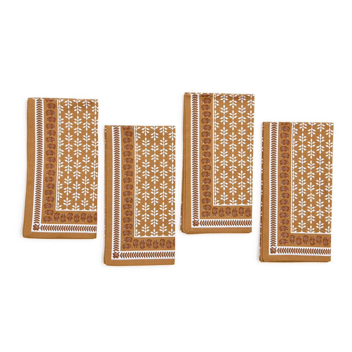 Natural Elements Set of 4 Block Print Design Cloth Napkins - The Preppy Bunny