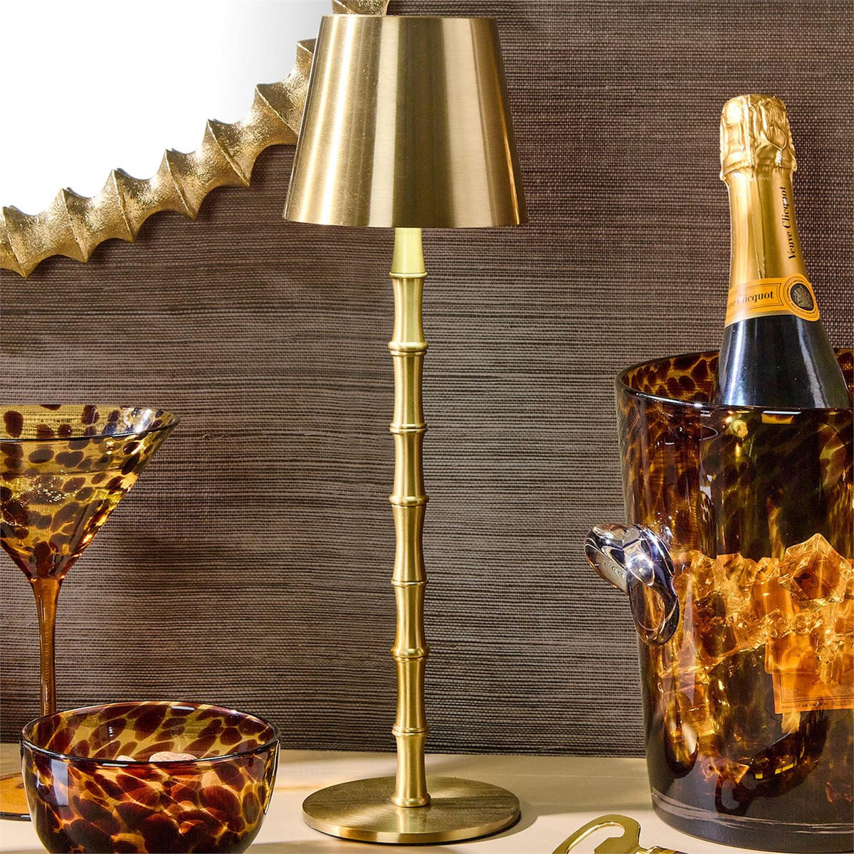 LED Portable Cordless Gold Bamboo Table Lamp - The Preppy Bunny