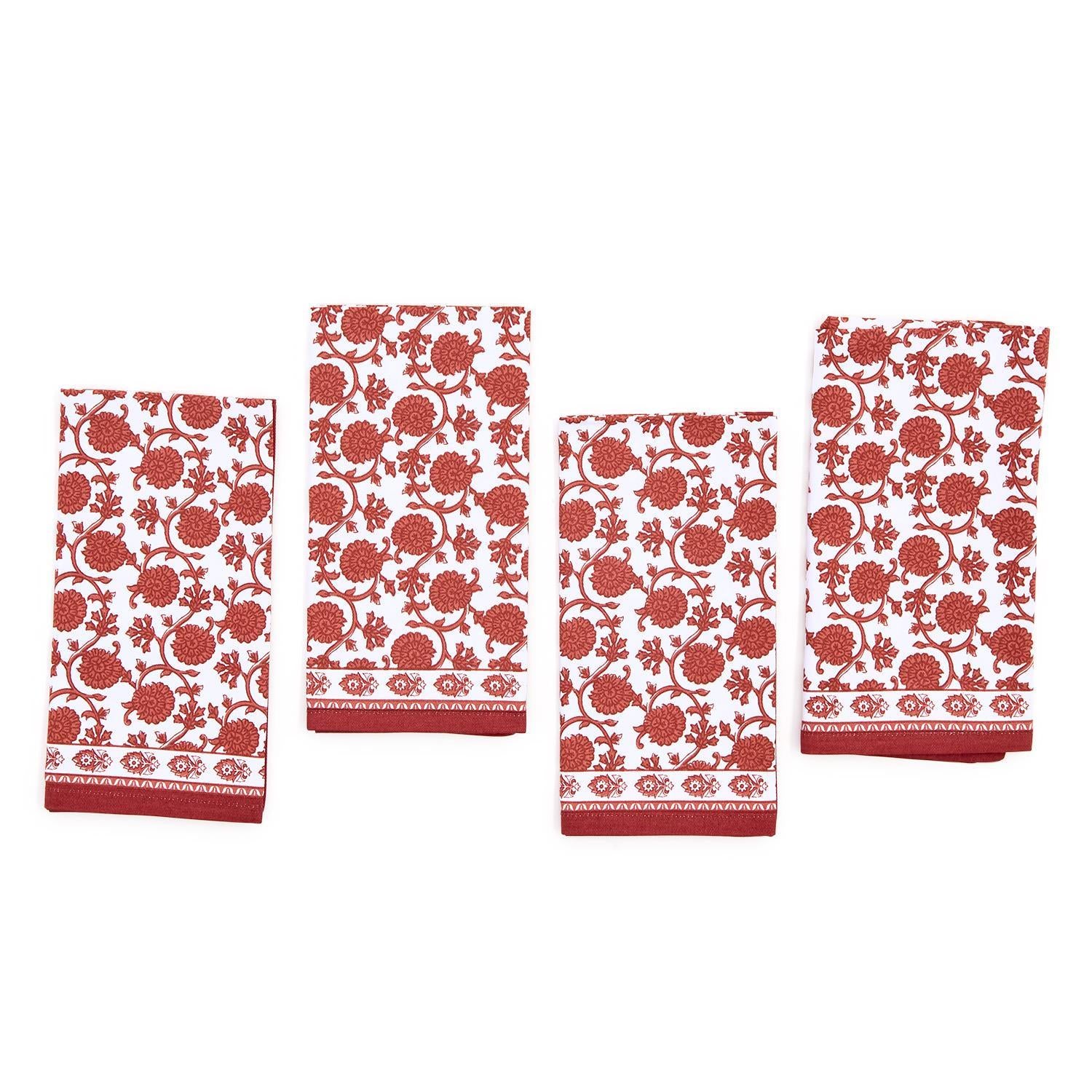 Botanica Set of 4 Block Print Design Cloth Napkins - The Preppy Bunny
