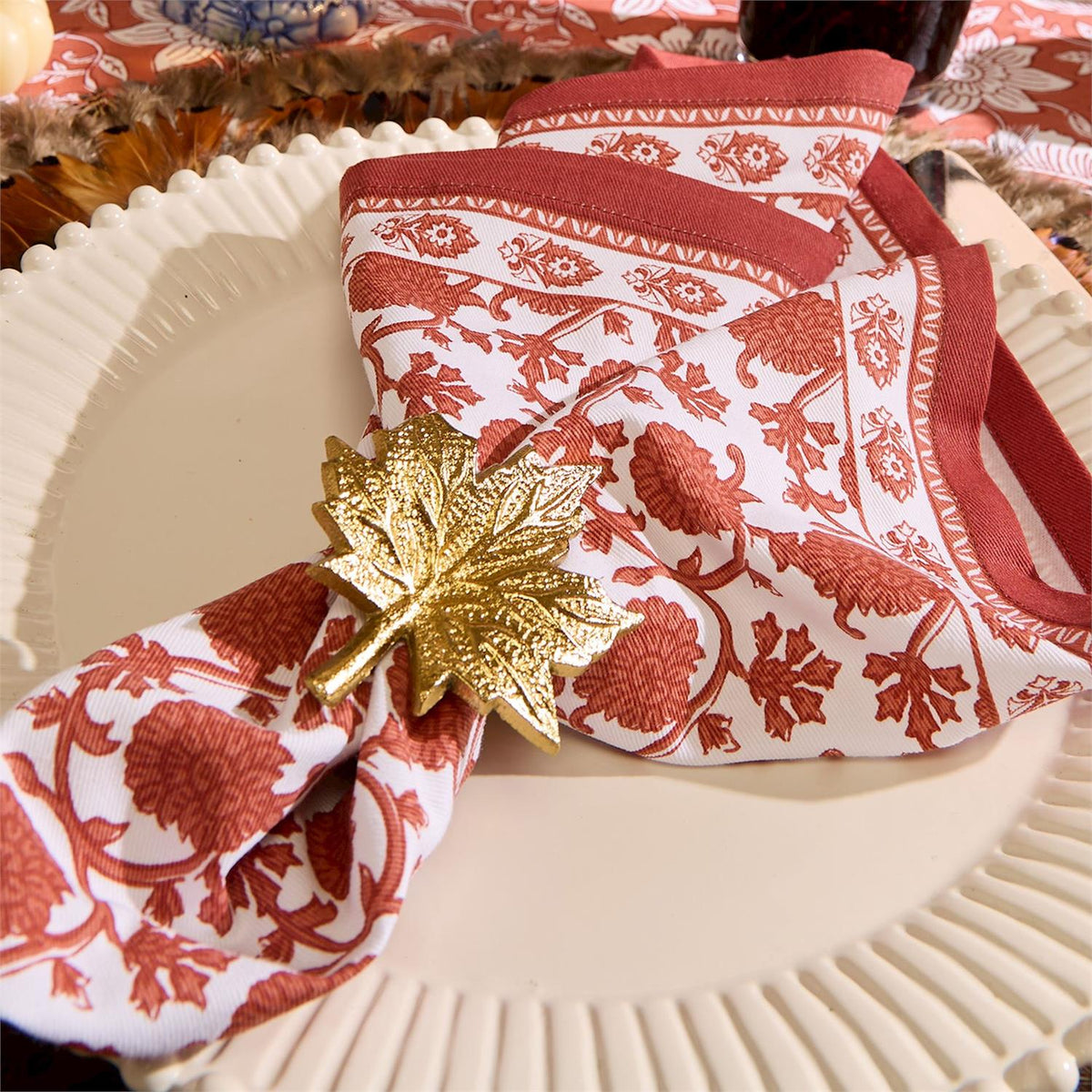 Botanica Set of 4 Block Print Design Cloth Napkins - The Preppy Bunny