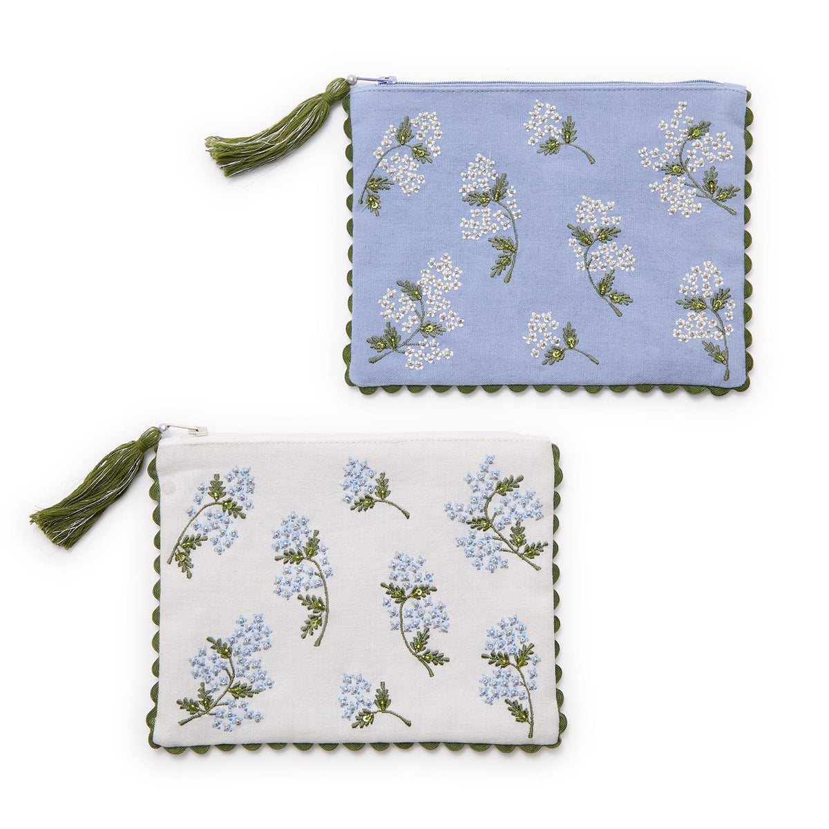 Hydrangea Embroidered and Embellished Multipurpose Pouch