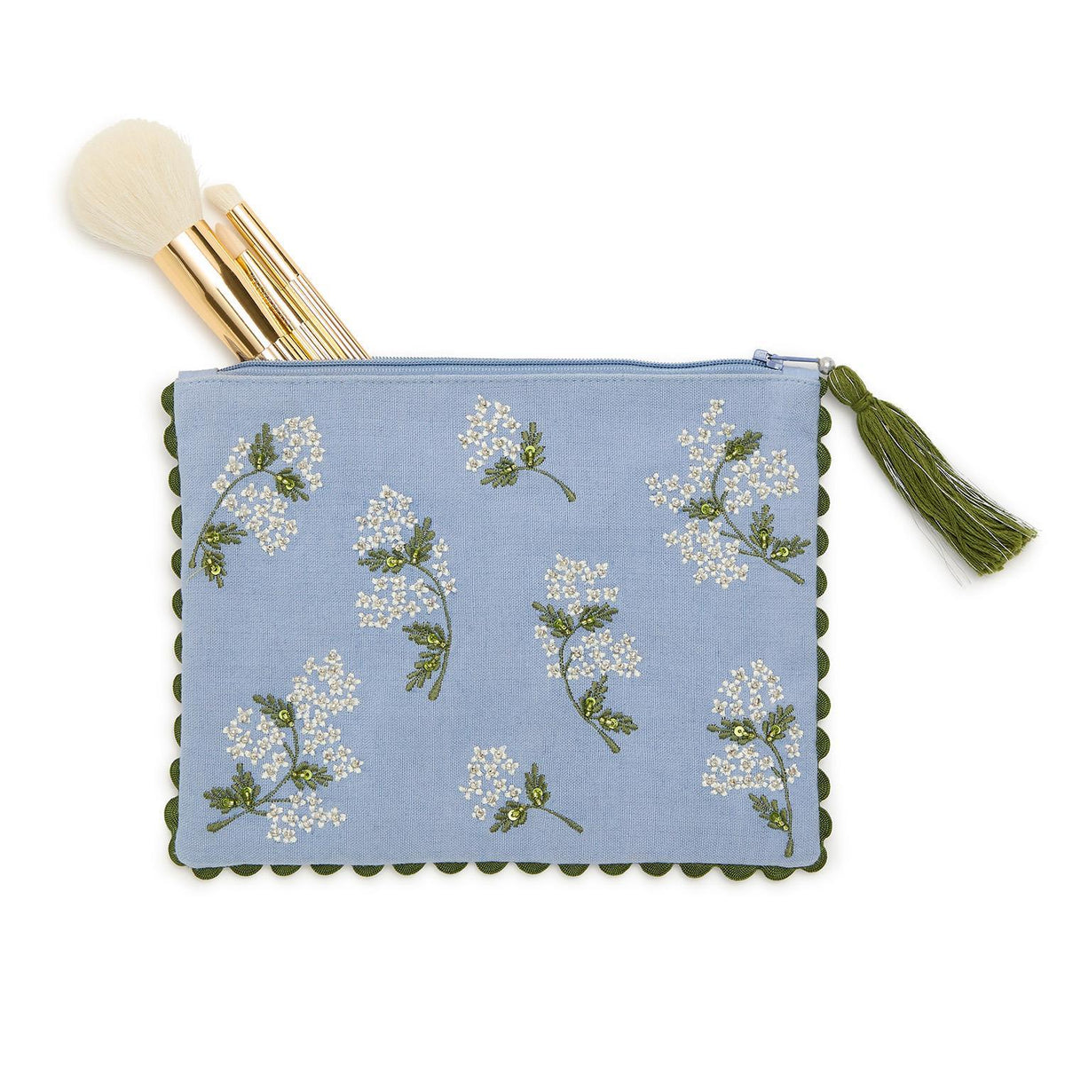 Hydrangea Embroidered and Embellished Multipurpose Pouch