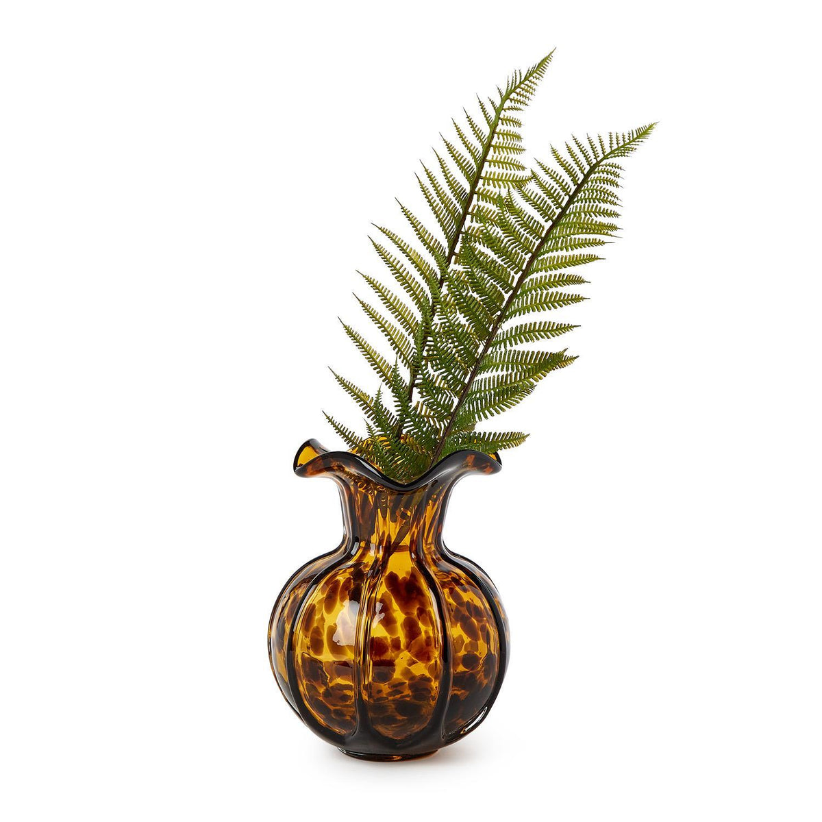 Ruffled Tortoise Print Vase - Hand-Blown Glass - The Preppy Bunny