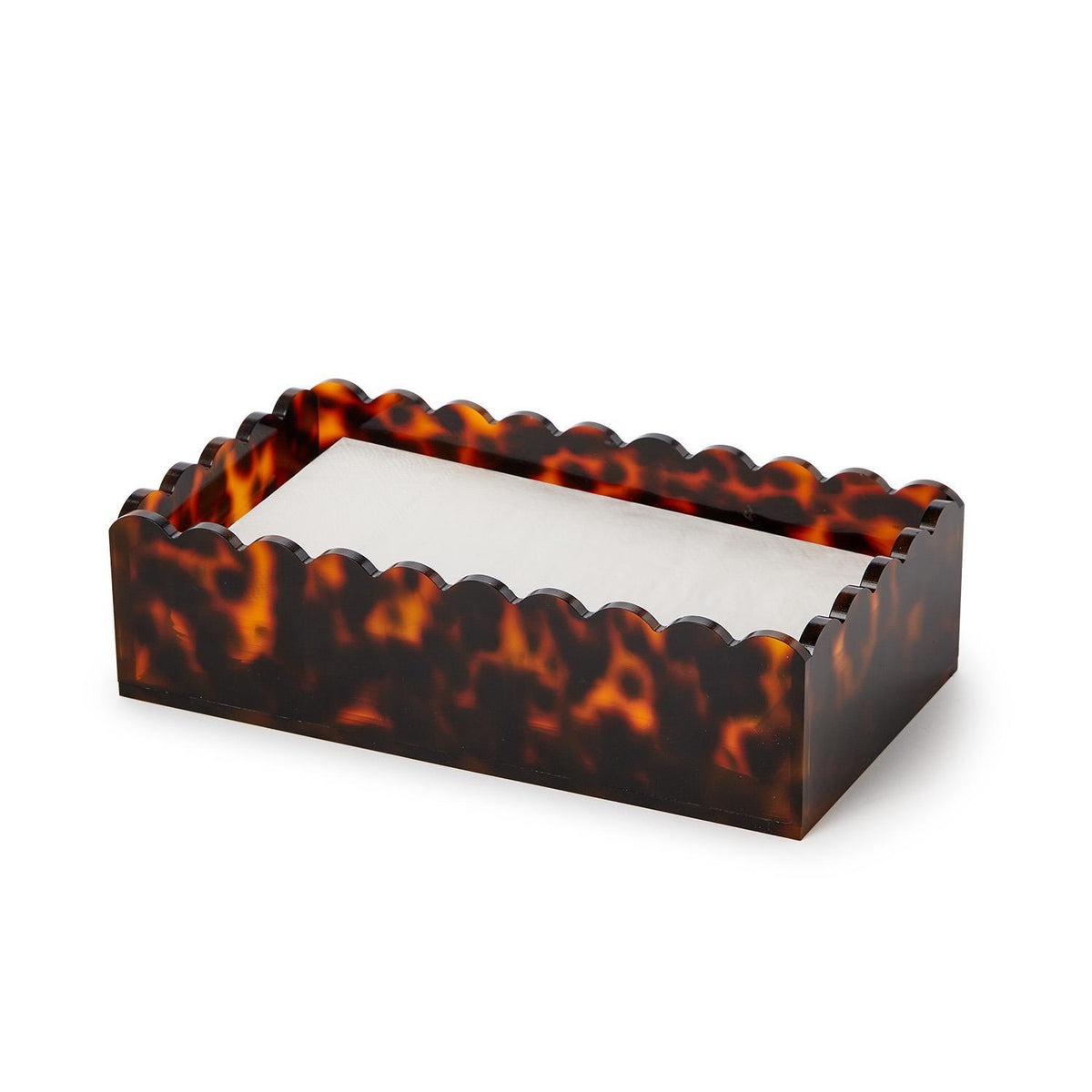 Tortoise Print Scalloped Edge Acrylic Guest Towel / Napkin Holder - Acrylic