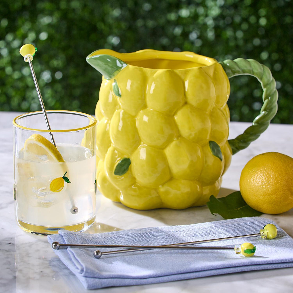Lemon Double Old Fashion Hand-Painted Glass - The Preppy Bunny