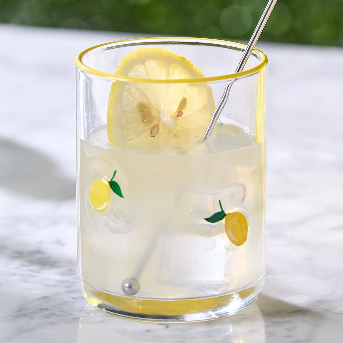 Lemon Double Old Fashion Hand-Painted Glass - The Preppy Bunny