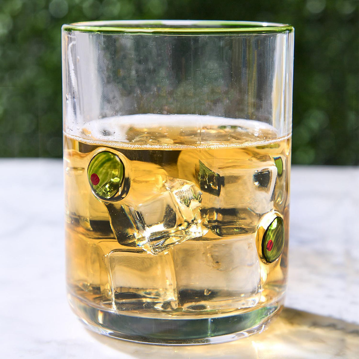 Martini Olive Double Old Fashion Hand-Painted Glass - The Preppy Bunny