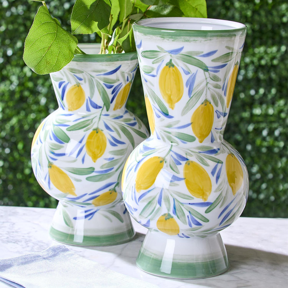 Lemon Grove Hand-Painted Lemon Vase - 2 Sizes - The Preppy Bunny