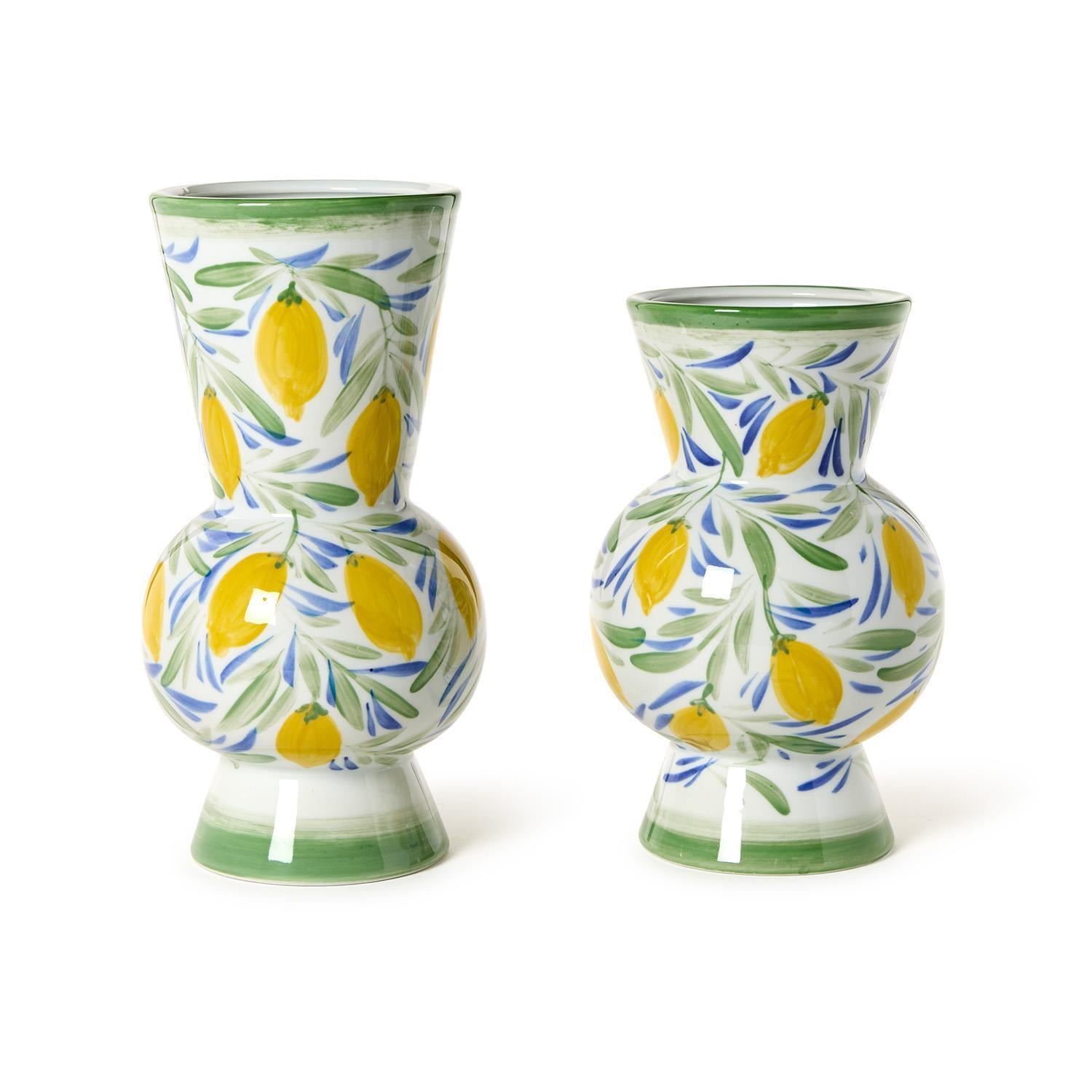 Lemon Grove Hand-Painted Lemon Vase - 2 Sizes - The Preppy Bunny