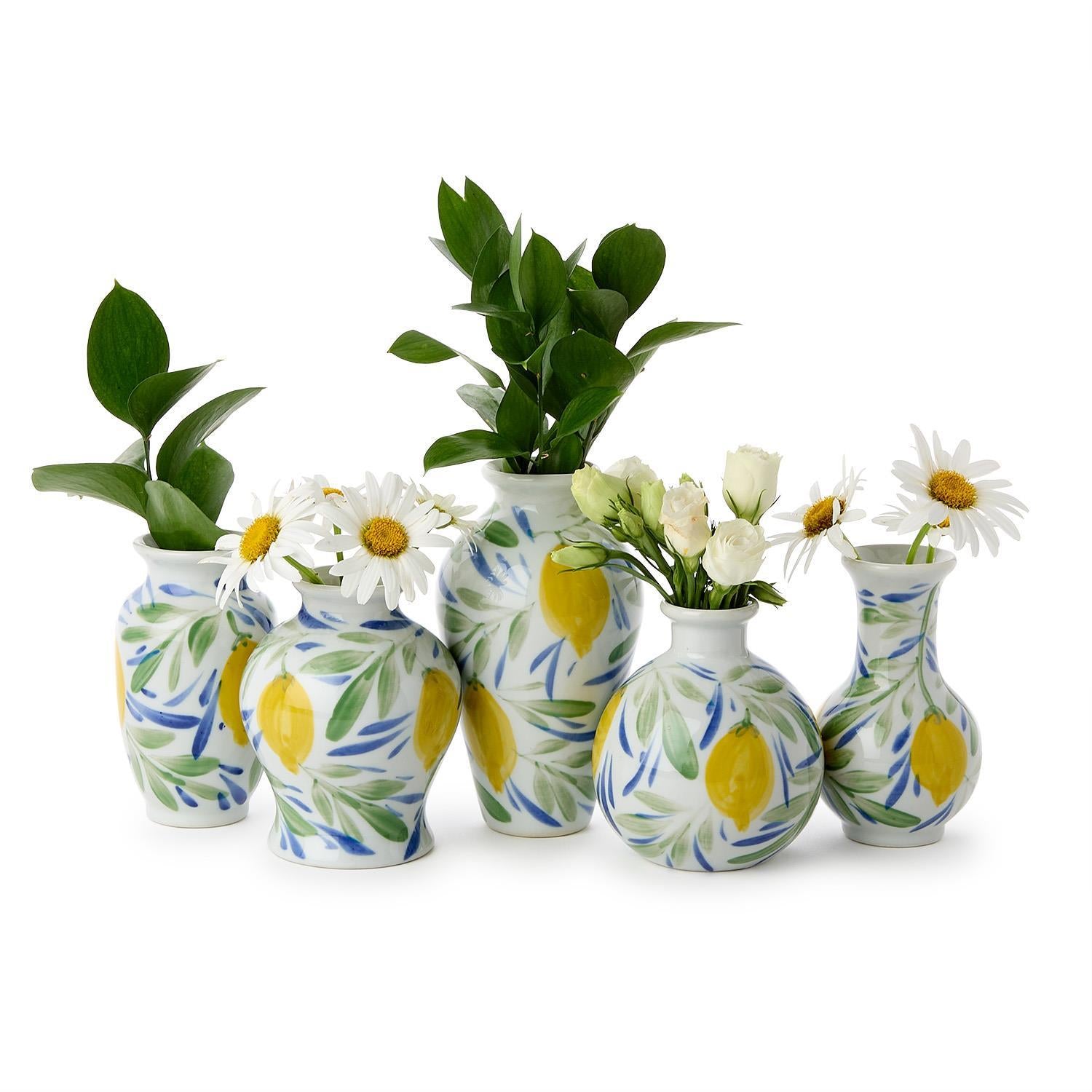 Lemon Grove Hand-Painted Mini Lemon Vases - The Preppy Bunny