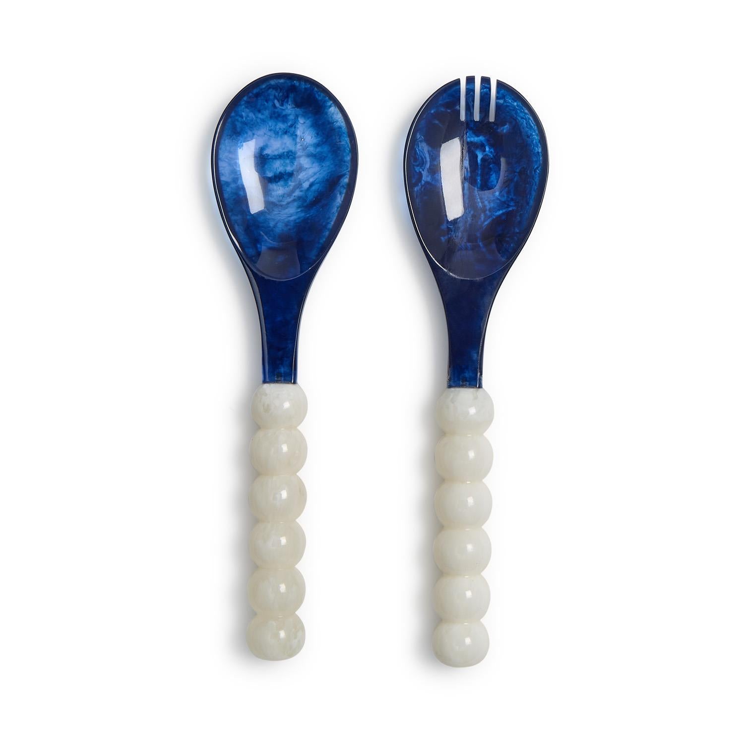 Blue and White Salad Server Set - The Preppy Bunny